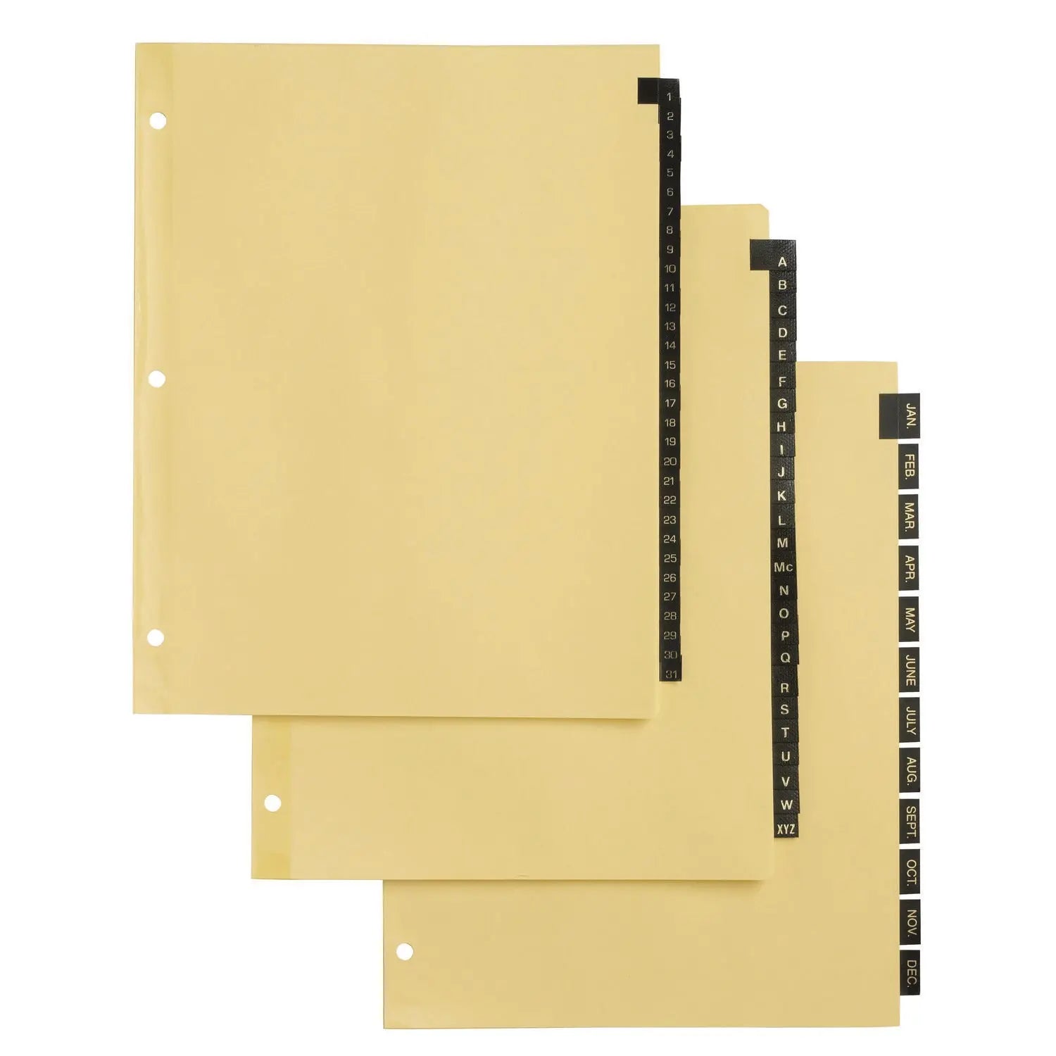 Preprinted Black Leather Tab Dividers, 12-Tab, Jan. to Dec., 11 x 8.5, Buff, 1 Set Office Essentials™ Flipcost
