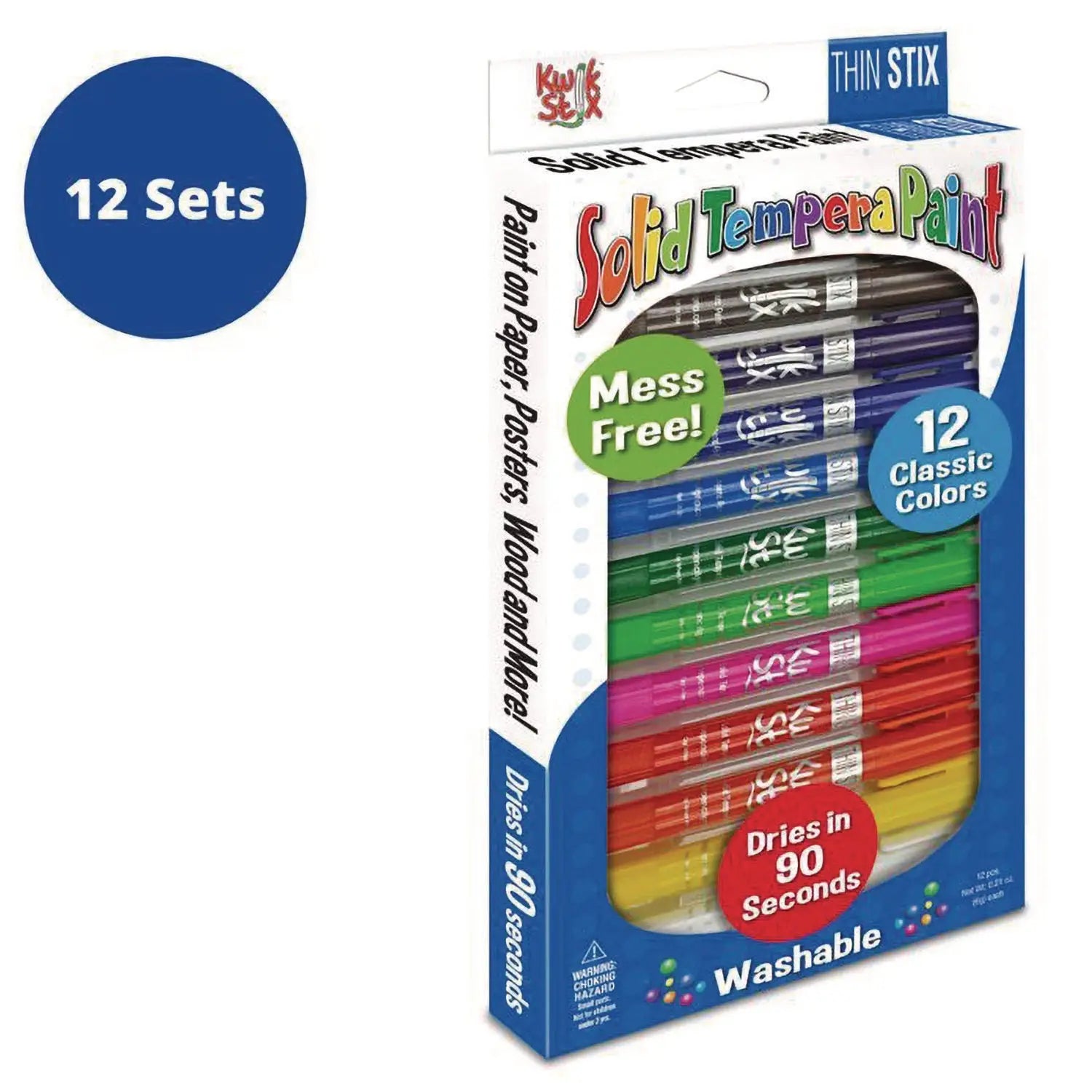 Thin Stix Tempera Paint Set, 12 Assorted Classic Colors, 12/Set, 12 Sets/Carton TPG Creations™ Flipcost