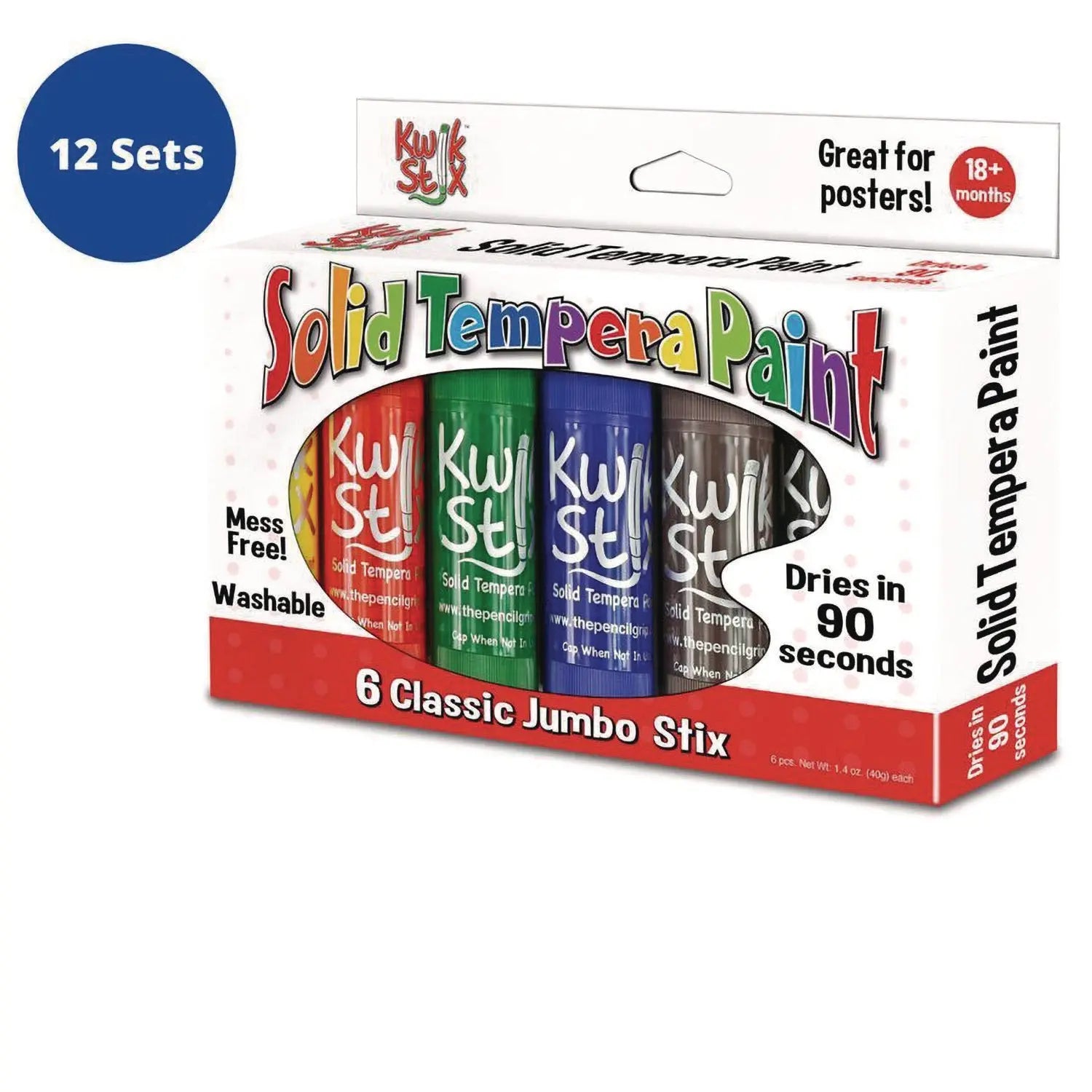 Kwik Stick Tempera Paint, 6 Assorted Classic Colors, 6/Pack, 12 Packs/Carton TPG Creations™ Flipcost