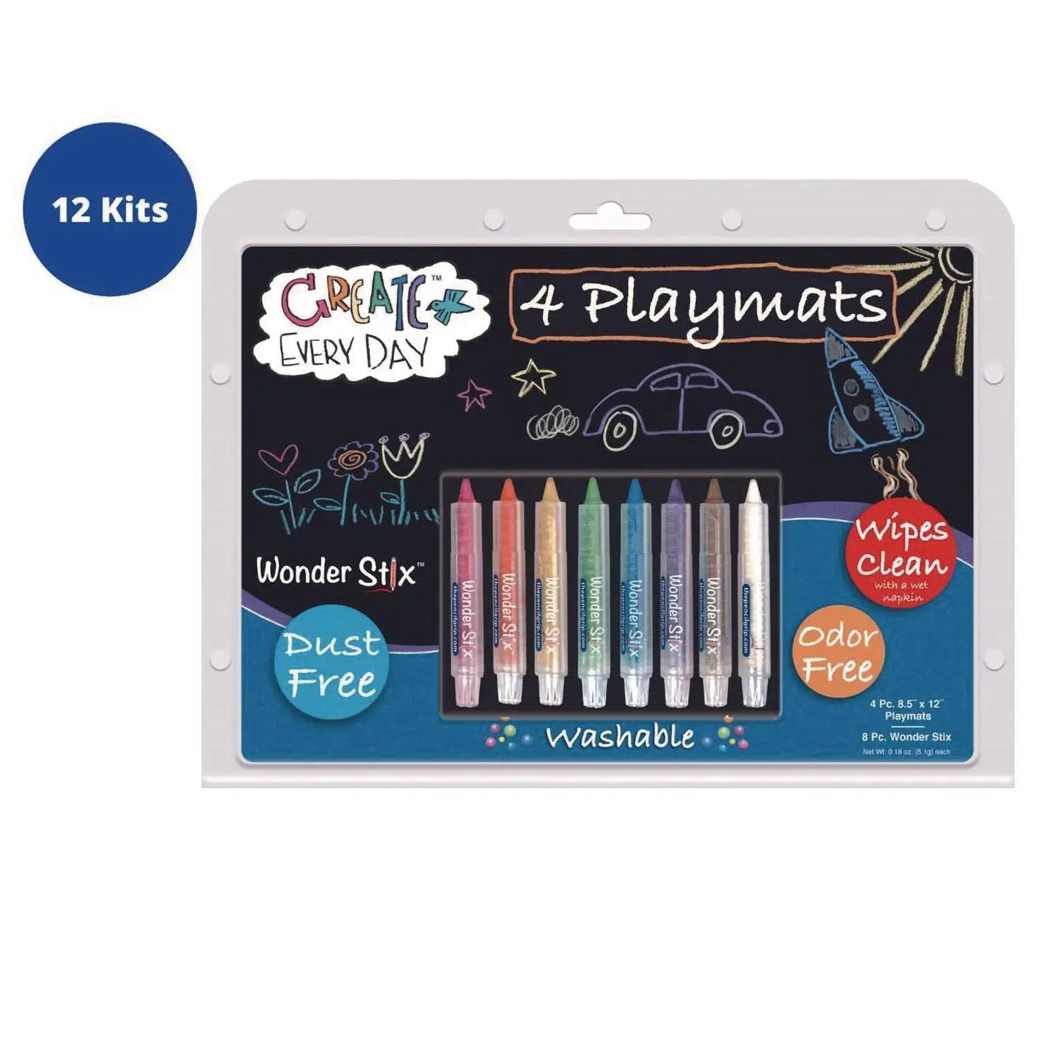 Wonder Stix Playmat Kit, 8 Assorted Pastel Wonderstix and 4 Playmats/Pack, 12 Packs/Carton TPG Creations™ Flipcost