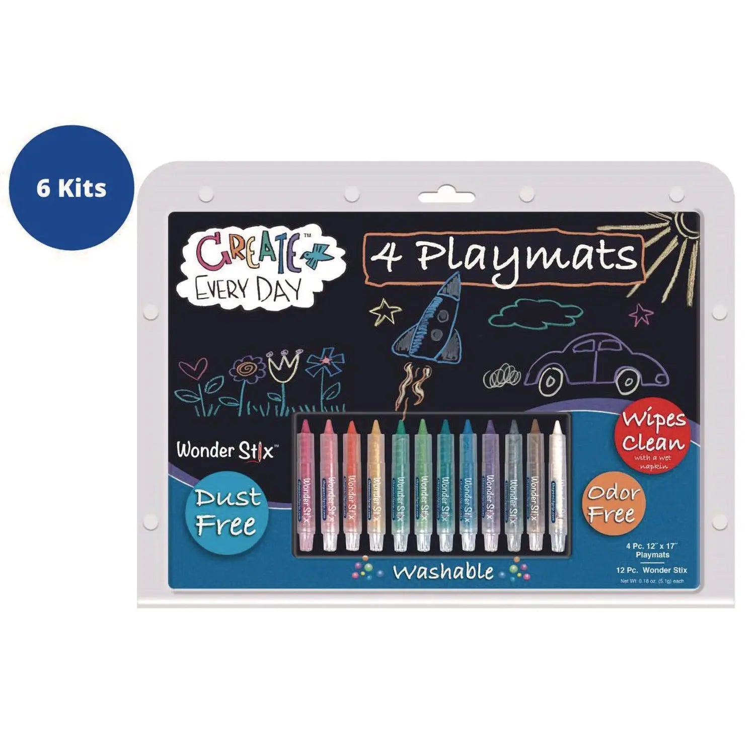 Wonder Stix Playmat Kit, 12 Assorted Pastel Wonderstix and 4 Playmats/Pack, 12 Packs/Carton TPG Creations™ Flipcost