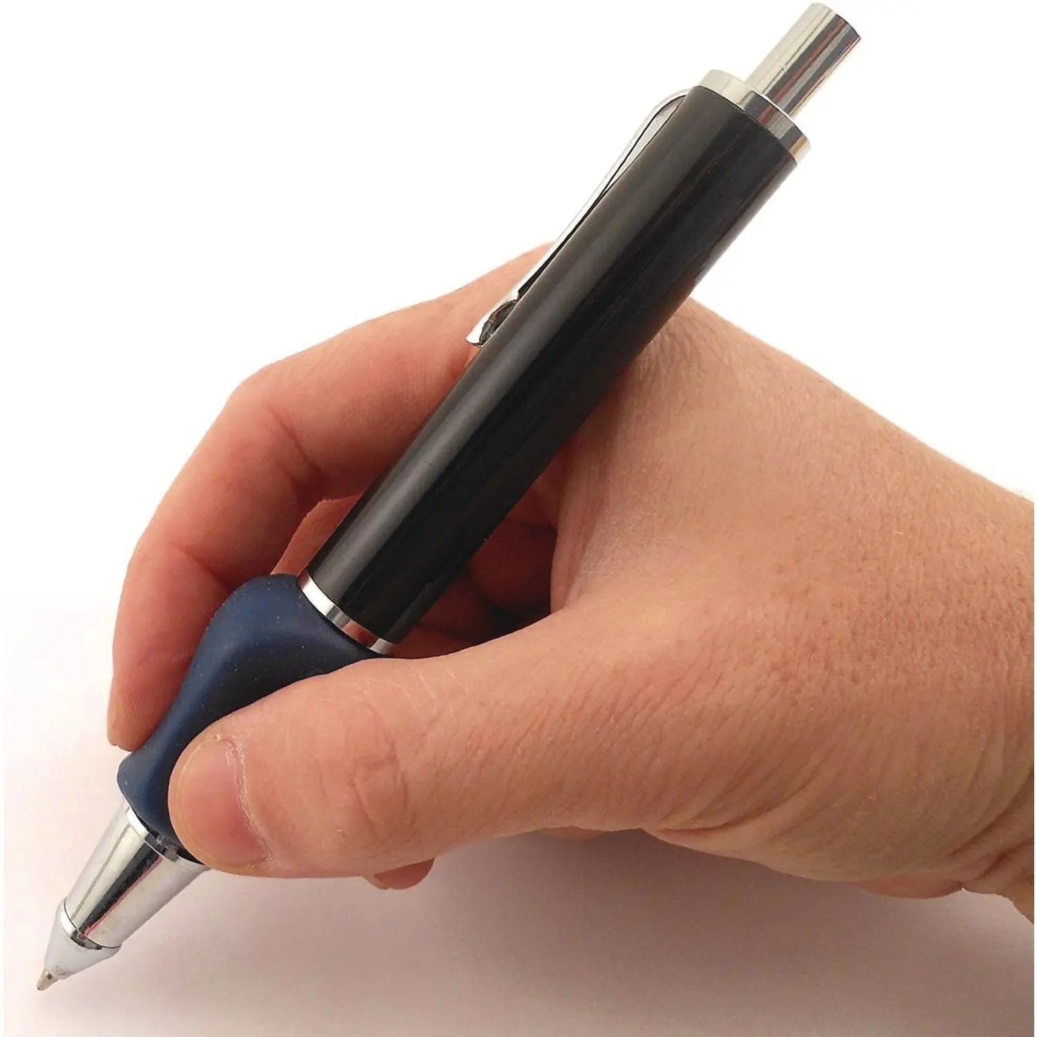 Heavyweight Ball Pen w/The Pencil Grip, Ballpoint Pen, Retractable, Med 0.7 mm, Black Ink, Black/Silver/Navy Barrel, 8/Carton TPG Creations™ Flipcost