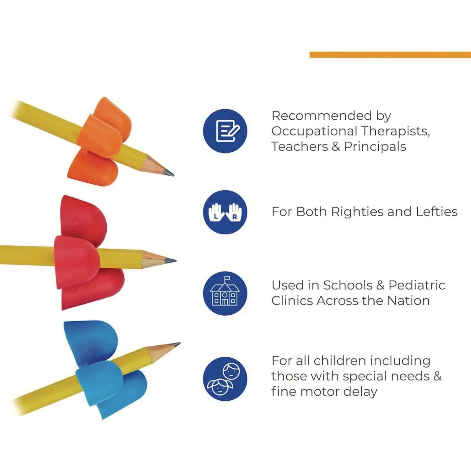 Writing C.L.A.W. Pencil Grip, Small, 1" Long, Assorted Colors, 100/Carton TPG Creations™ Flipcost