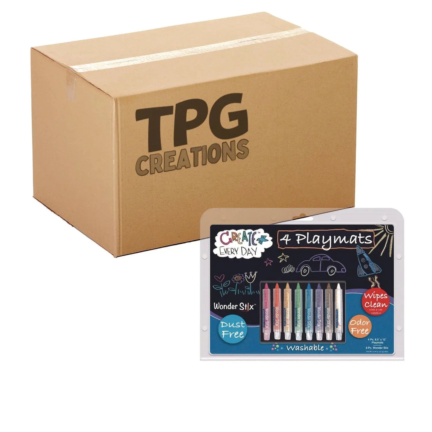 Wonder Stix Playmat Kit, 8 Assorted Pastel Wonderstix and 4 Playmats/Pack, 12 Packs/Carton