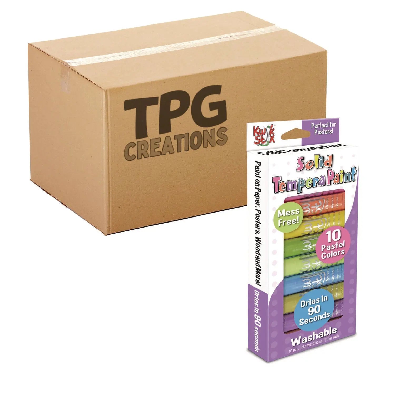 Kwik Stix Tempera Paint Set, 10 Assorted Pastel Colors, 10/Set, 12 Sets/Carton