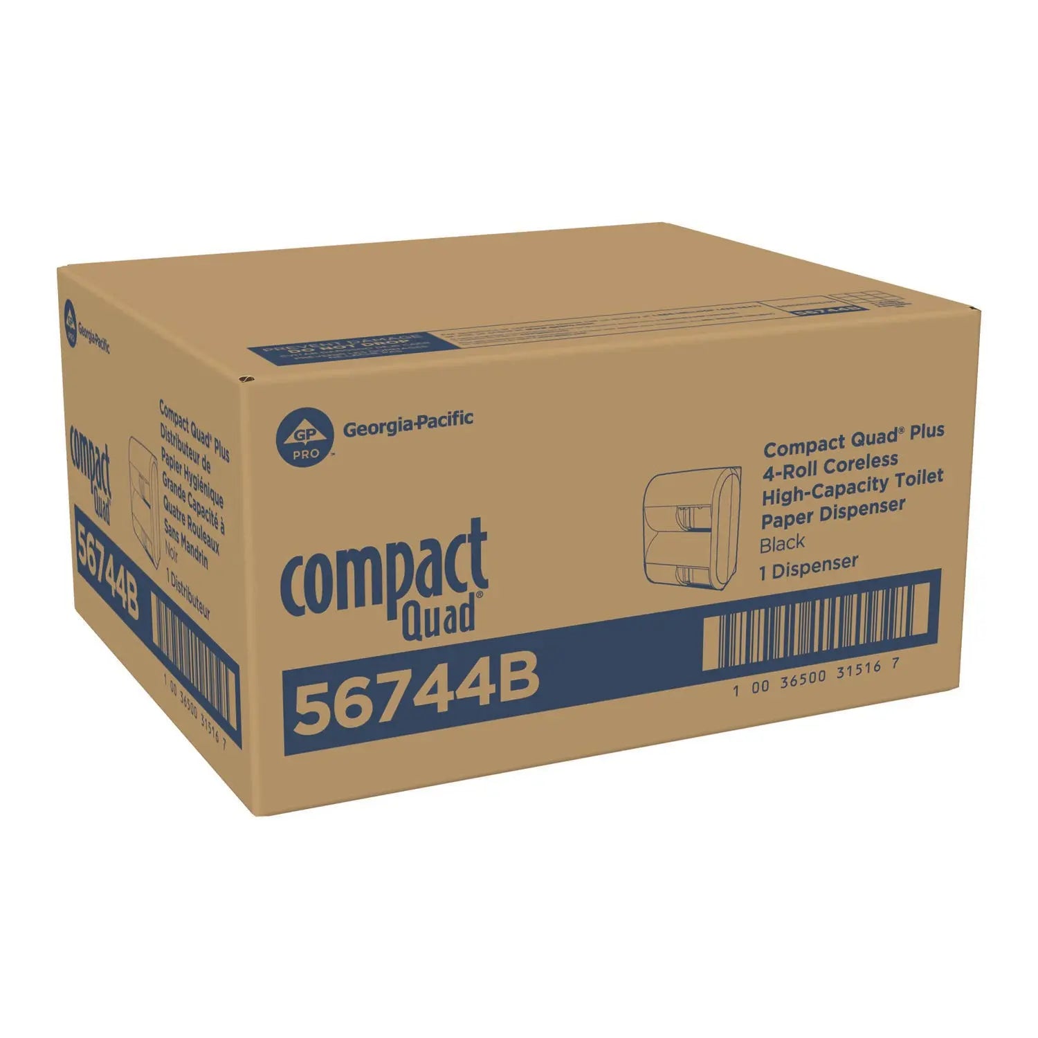 Compact Quad Vertical Four Roll Coreless Tissue Dispenser, 12.31 x 14.81 x 7.86, Black Georgia Pacific® Professional Flipcost