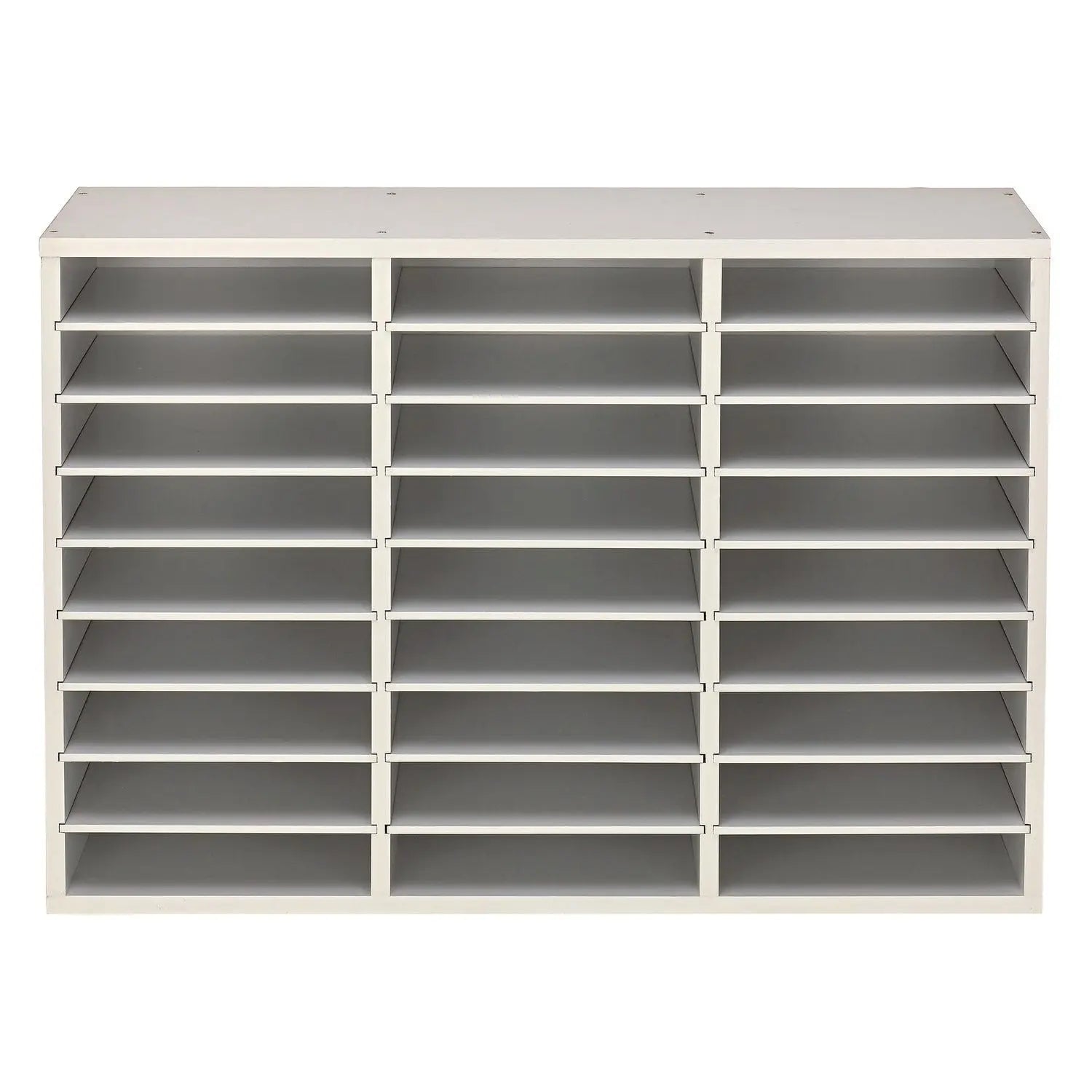 Wooden 27 Compartment Literature Organizer, 27 Sections, Letter Size, 31.49 x 11.81 x 21.65, White AdirOffice Flipcost