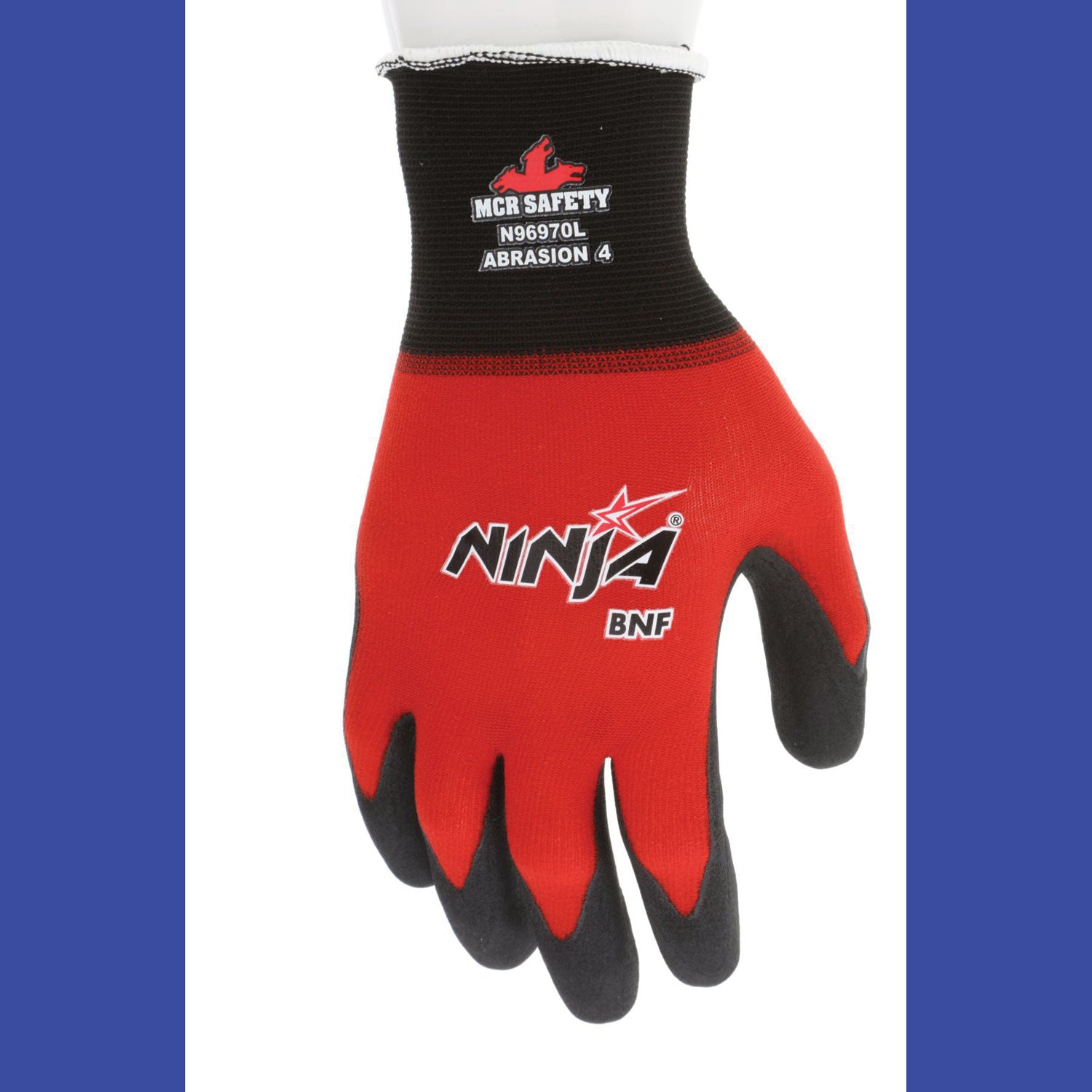 MCR™ Safety Ninja BNF N96970 Gloves, Small, Black/Red, Dozen