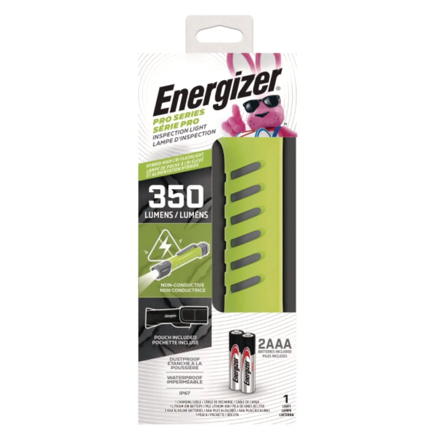 Pro Series Inspection Light, Rechargeable Lithium Ion/2 AAA Batteries (Included), Gray/Green Energizer® Flipcost