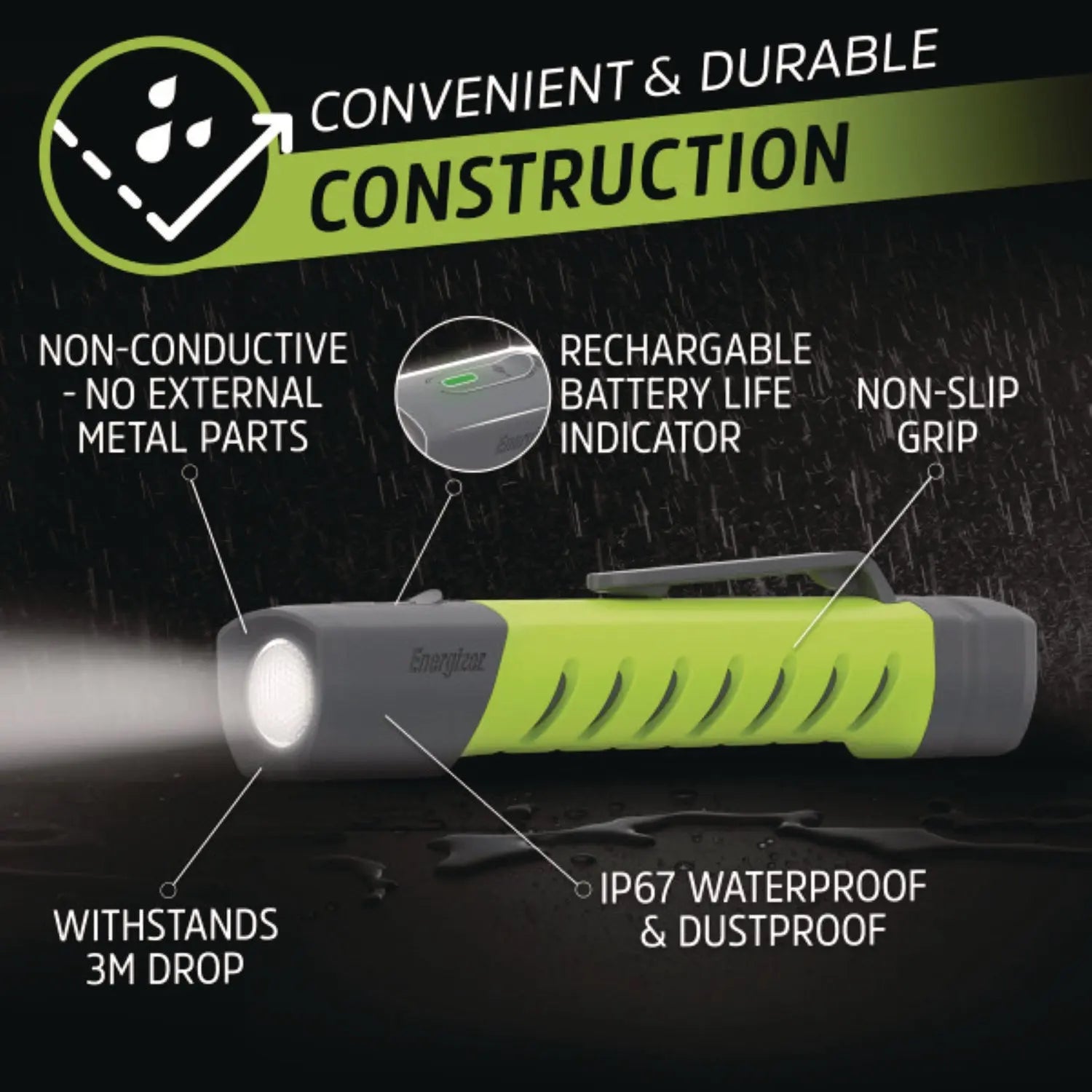 Pro Series Inspection Light, Rechargeable Lithium Ion/2 AAA Batteries (Included), Gray/Green Energizer® Flipcost