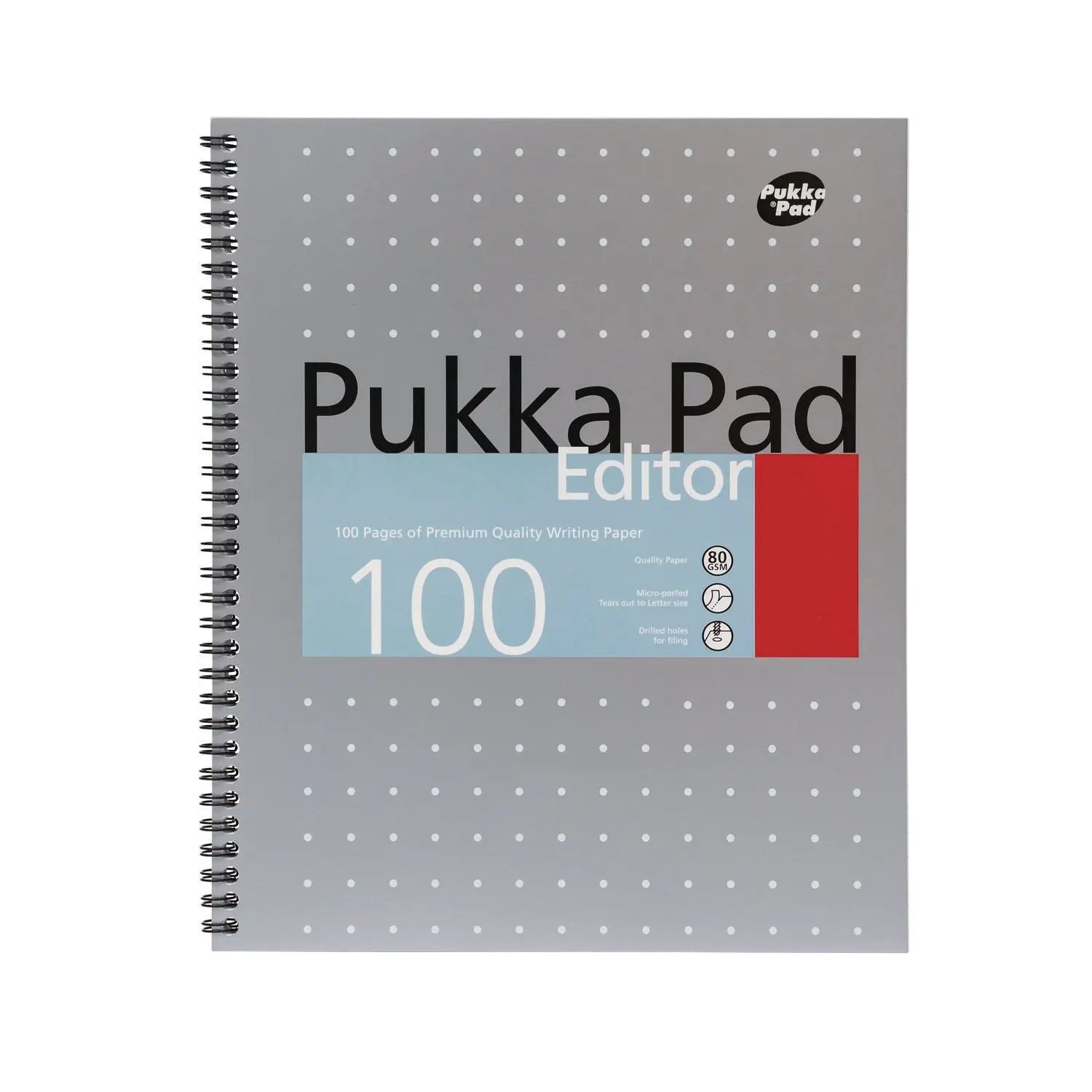 Letter Size Notebook, 1-Subject, Medium/College Rule, Silver with White Dots Cover, (50) 11 x 8.5 Sheets, 3/Pack PUKKA PAD® Flipcost