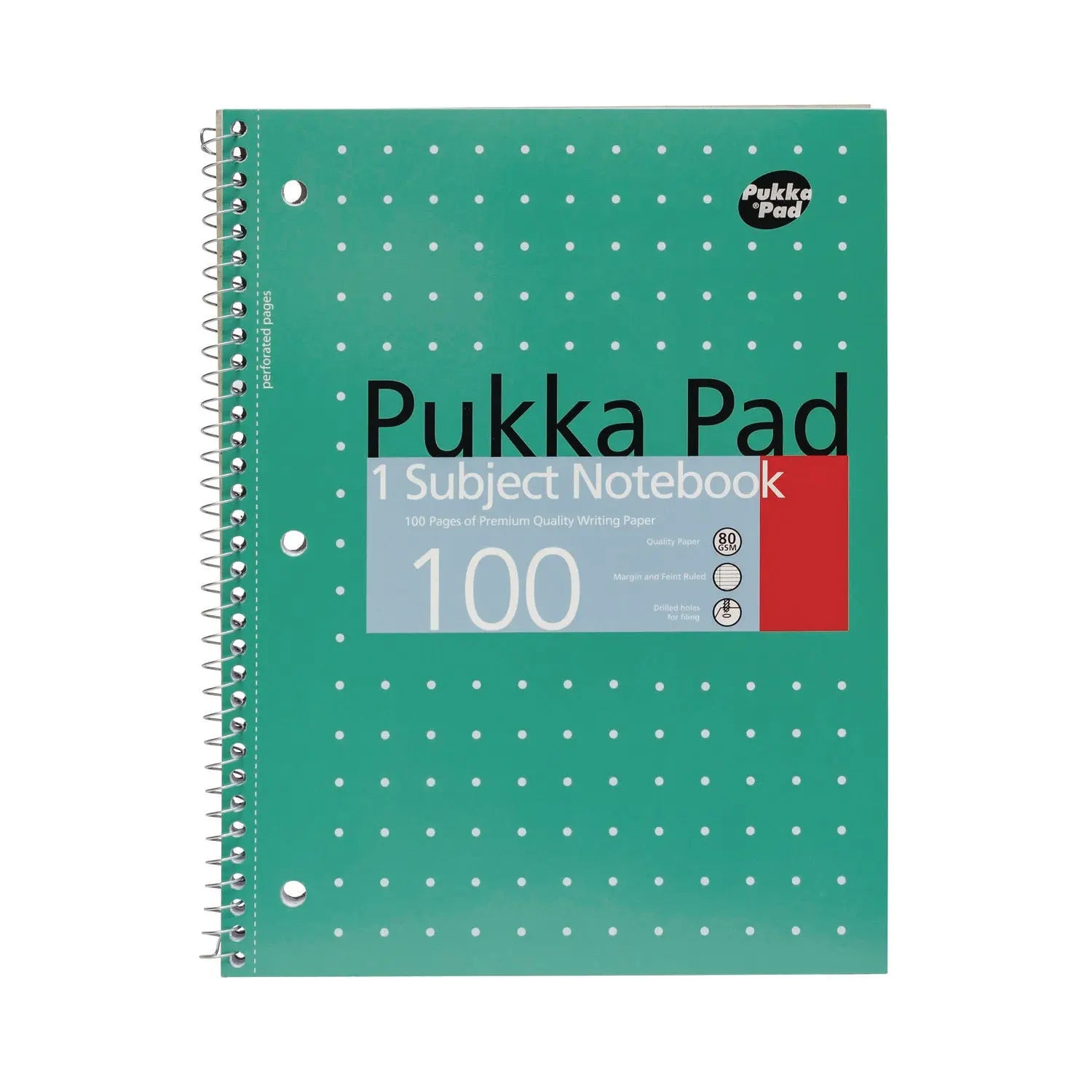 Letter Size 1-Subject Notebook, Medium/College Rule, Metallic Green Cover with White Dots, (50), 10.5 x 8 Sheets, 3/Pack PUKKA PAD® Flipcost