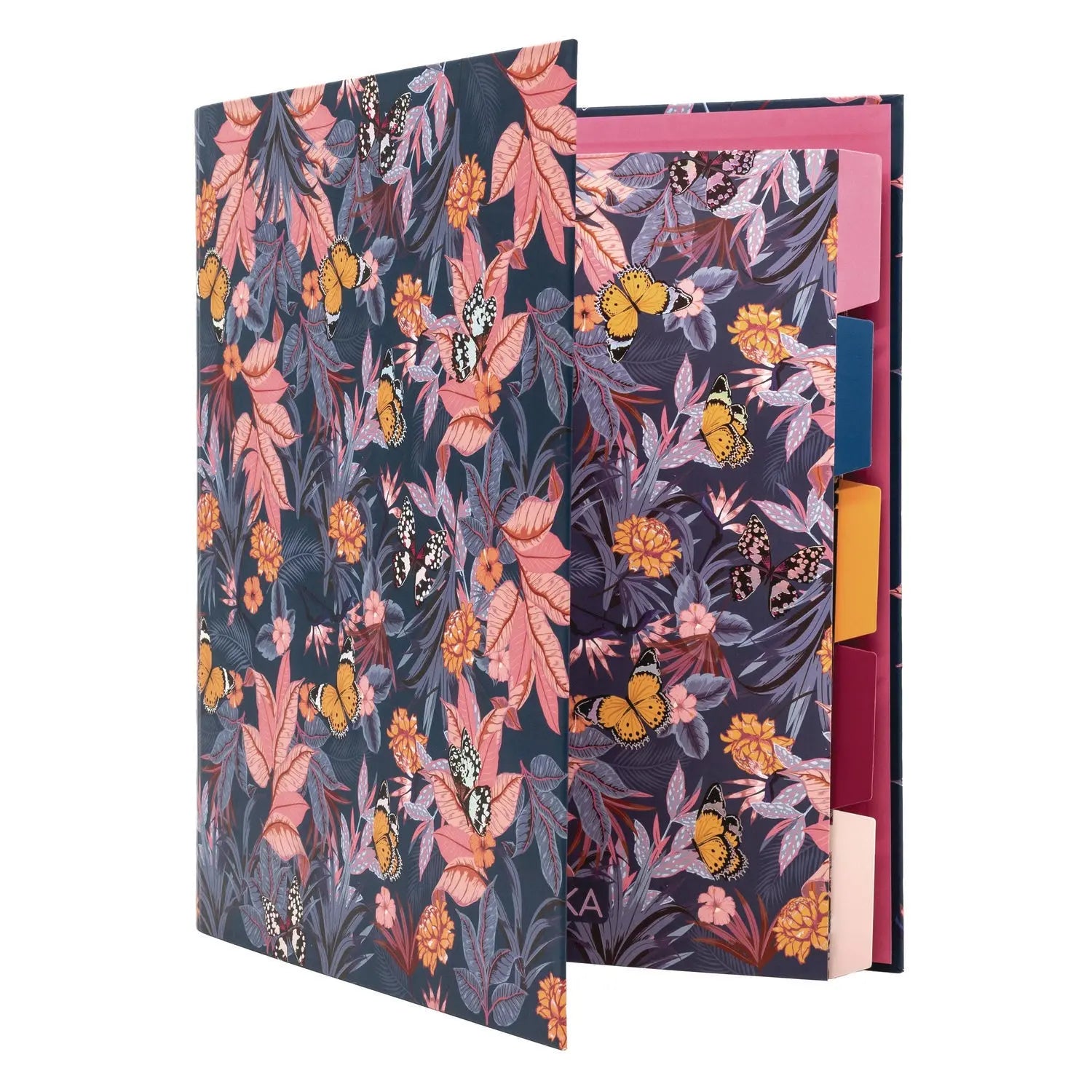 Rollbound Binder, 3 Rings, 1" Capacity, 11 x 8.5, Blue/Pink/Yellow