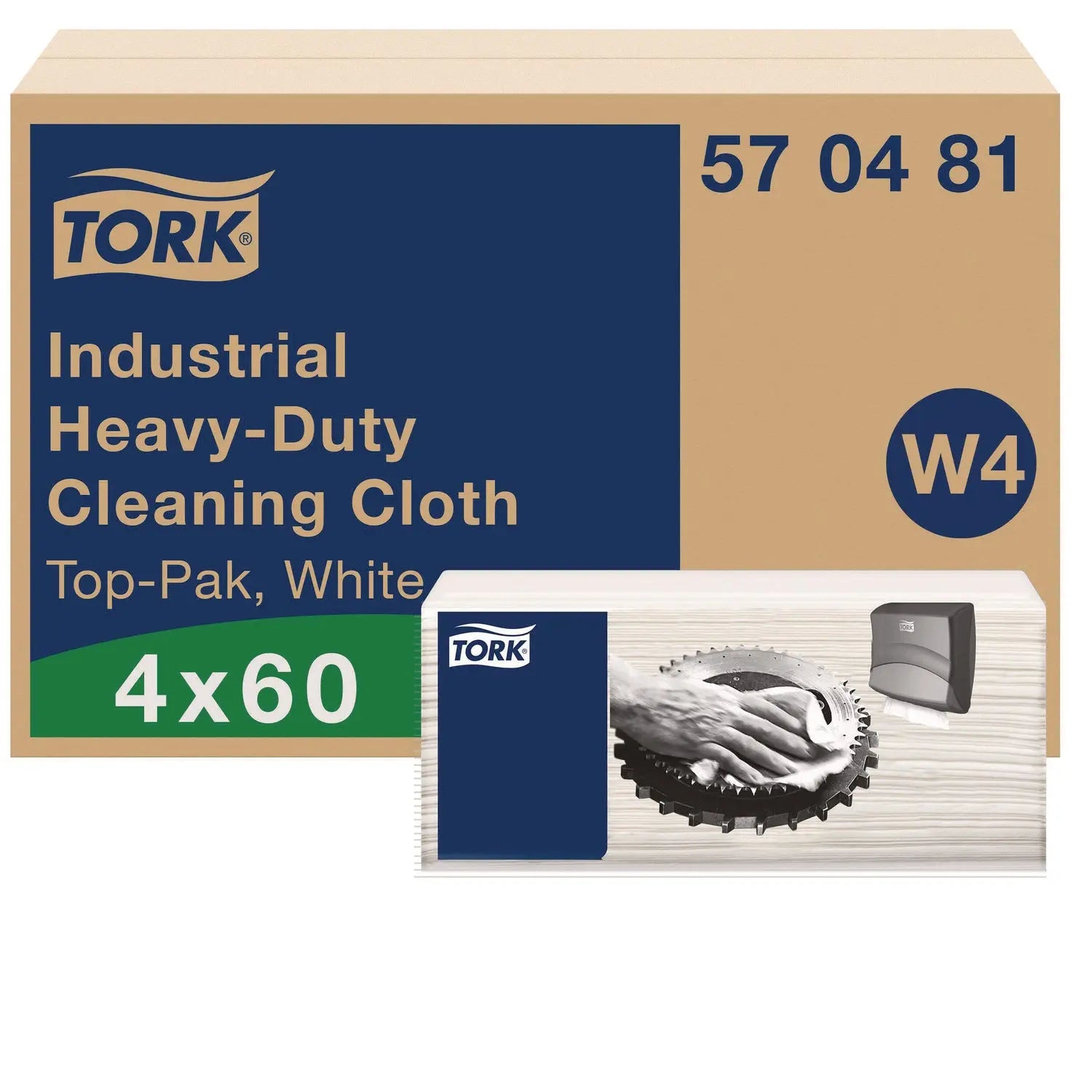 Industrial Heavy-Duty Cleaning Cloth, 1-Ply, 13.97 x, 4.25, Unscented, White, 60 Cloths, 4/Carton Tork® Flipcost