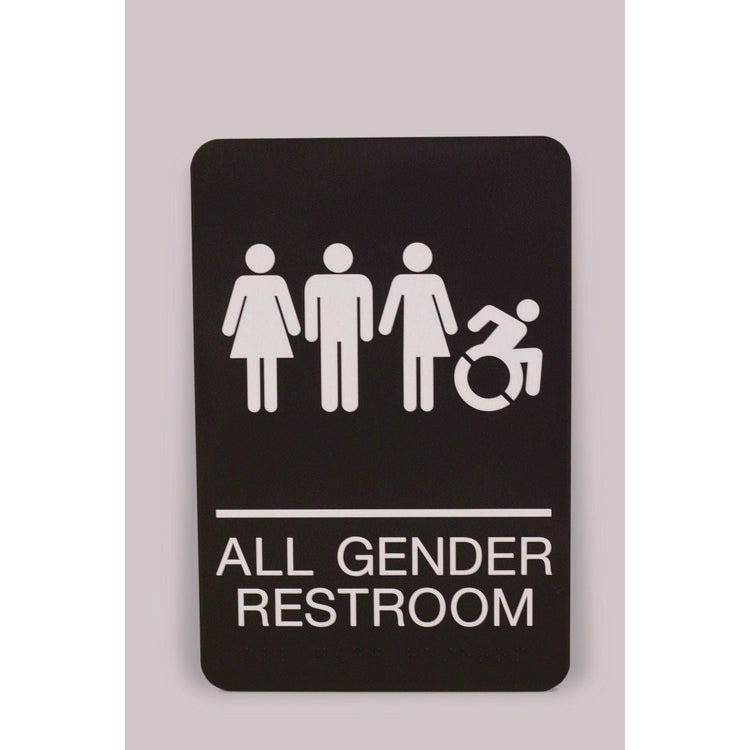 Headline® Sign ADA Sign, All Gender Restroom, 6 x 9, Black Face, White Graphics