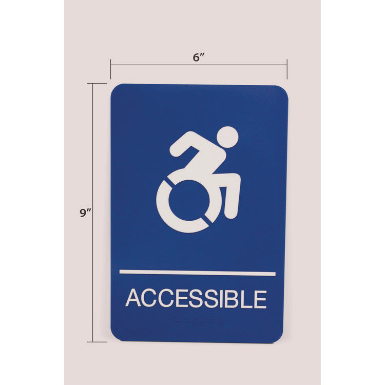 Headline® Sign ADA Sign, Accessible, 6 x 9, Blue Face, White Graphics