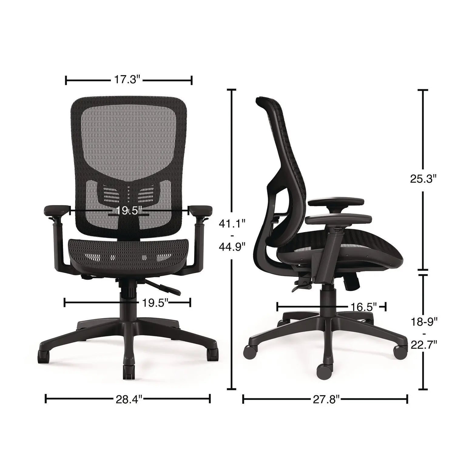 Hollins Ergonomic Mesh Swivel Task Chair, Supports Up to 275 lb, 18.57 to 22.54 Seat Height, Black Seat/Back, Black Base Alera® Flipcost
