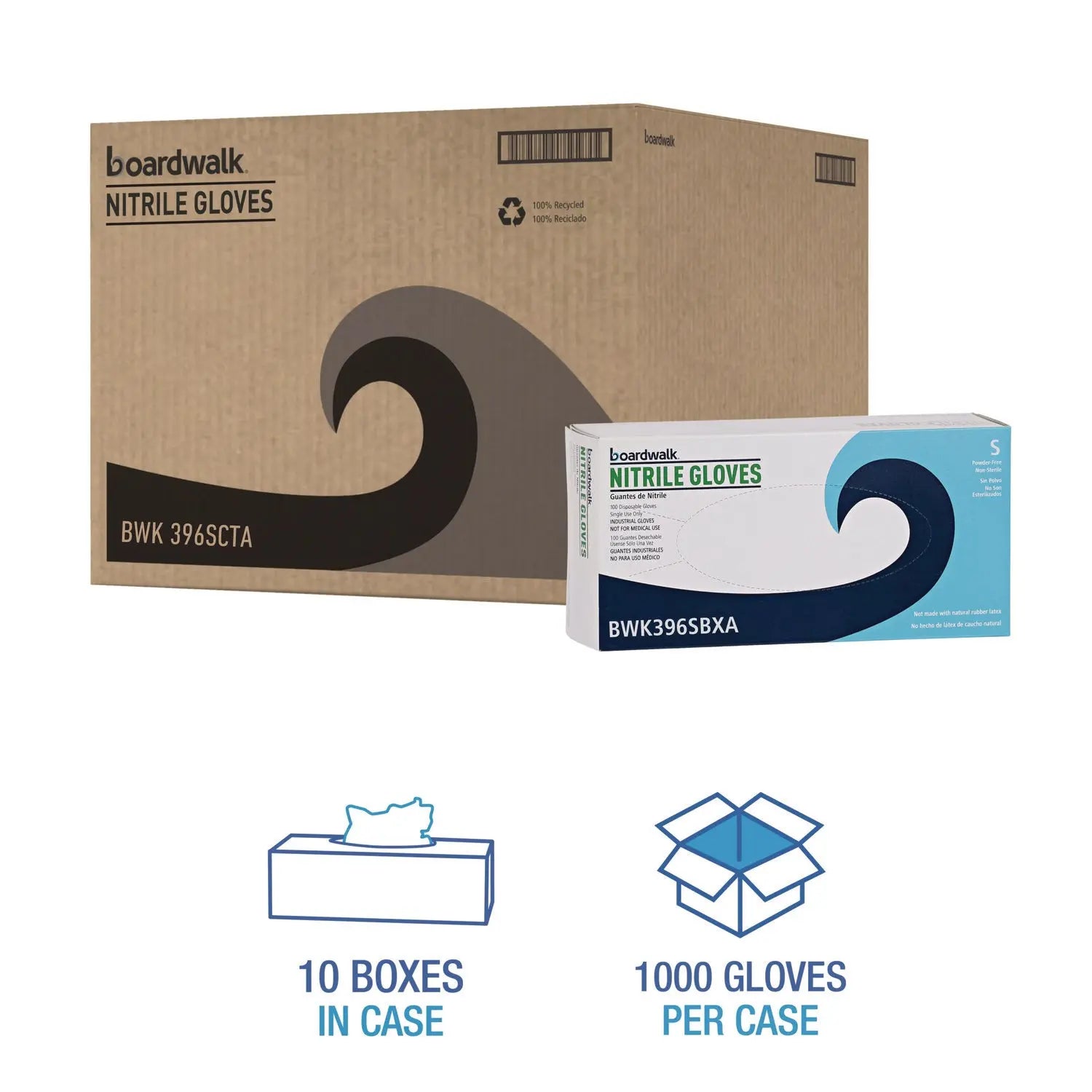 Disposable General-Purpose Powder-Free Nitrile Gloves, Small, Black, 4.4 mil, 100/Box, 10 Boxes/Carton Boardwalk® Flipcost