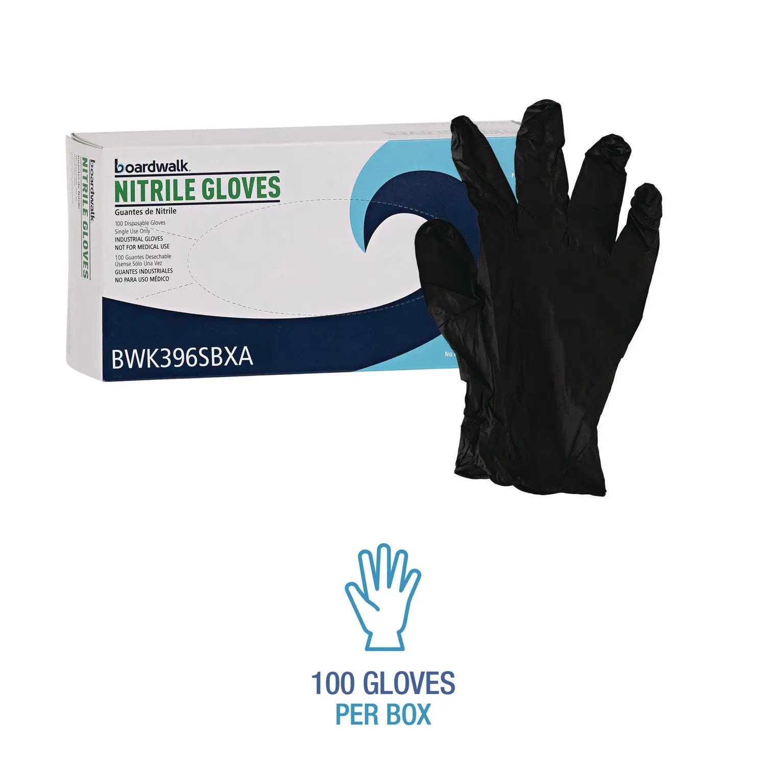 Disposable General-Purpose Powder-Free Nitrile Gloves, Small, Black, 4.4 mil, 100/Box Boardwalk® Flipcost