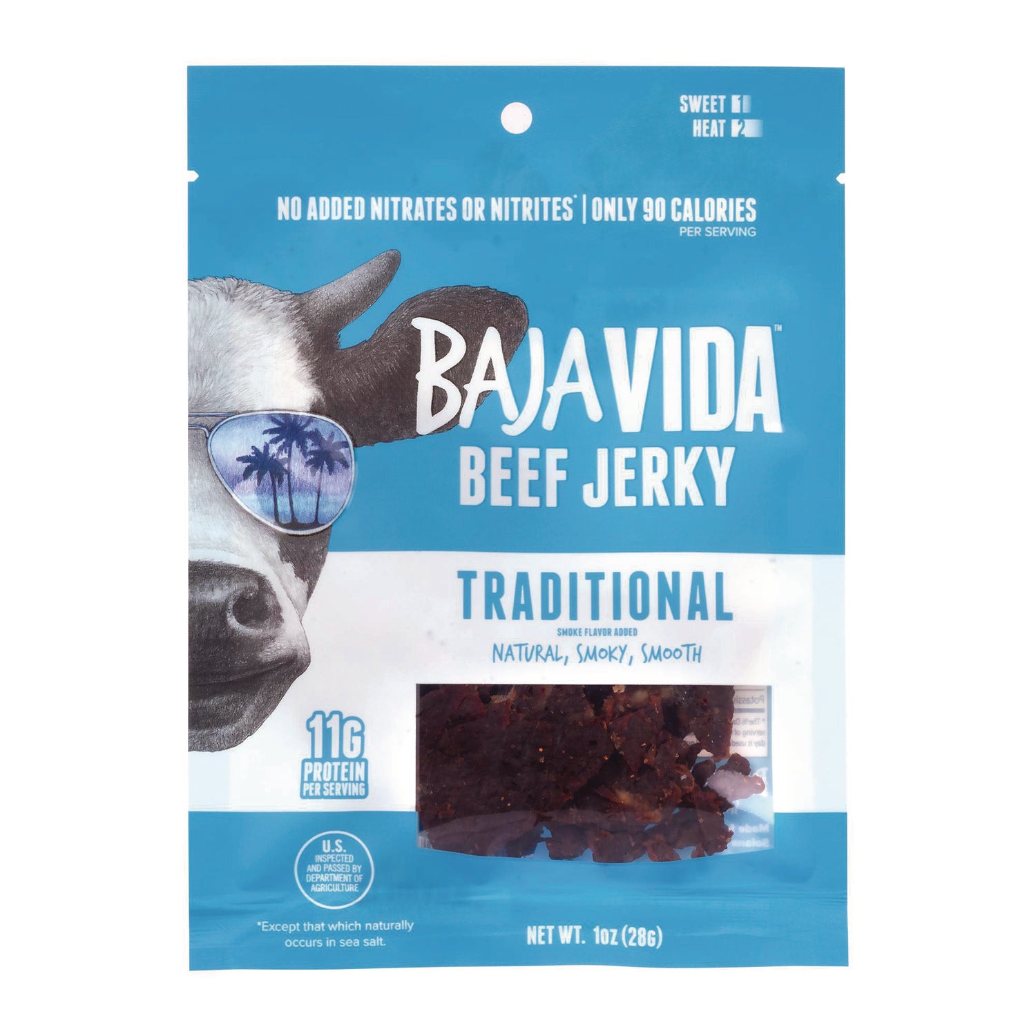 Baja Jerky Beef Jerky Traditional Snack Pack, Original, 1 oz Packet, 12/Carton