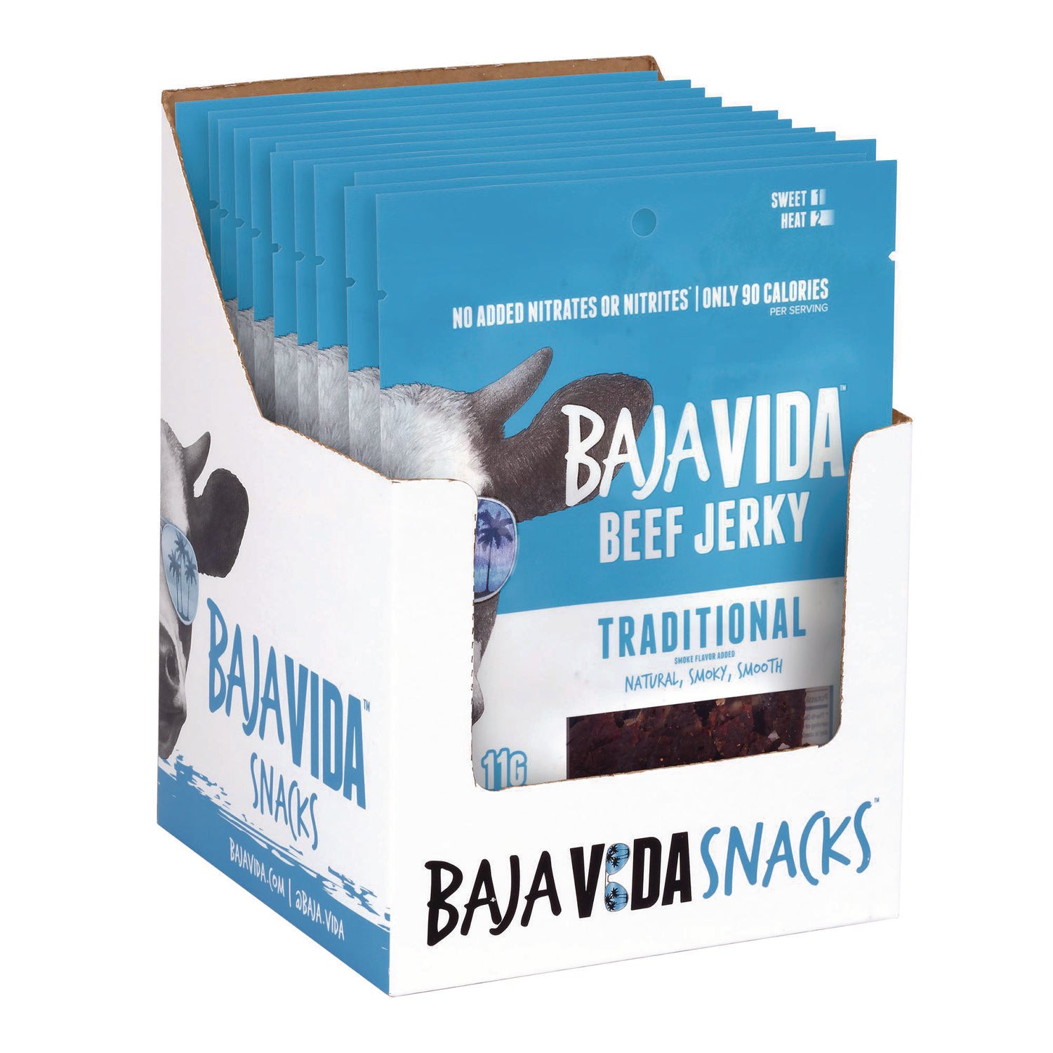 Baja Jerky Beef Jerky Traditional Snack Pack, Original, 1 oz Packet, 12/Carton