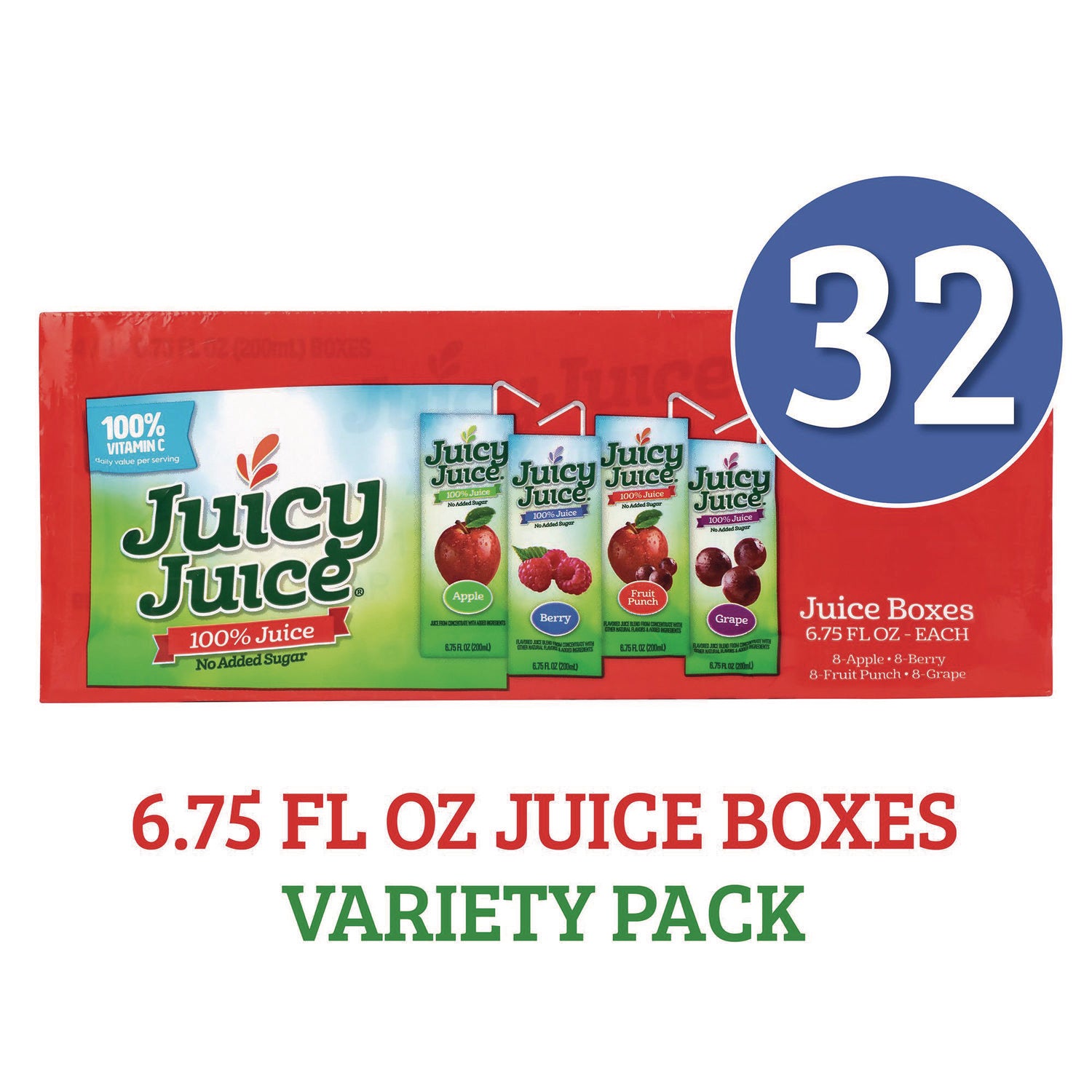 Juicy Juice® Juice Box Variety Pack, Assorted Flavors, 6.75 oz Box, 32/Carton