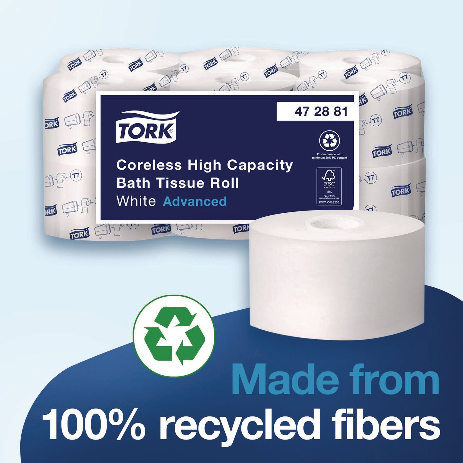 Tork® Advanced Coreless High Capacity Bath Tissue, 2-Ply, White, 1,000 Sheets/Roll, 12 Rolls/Carton