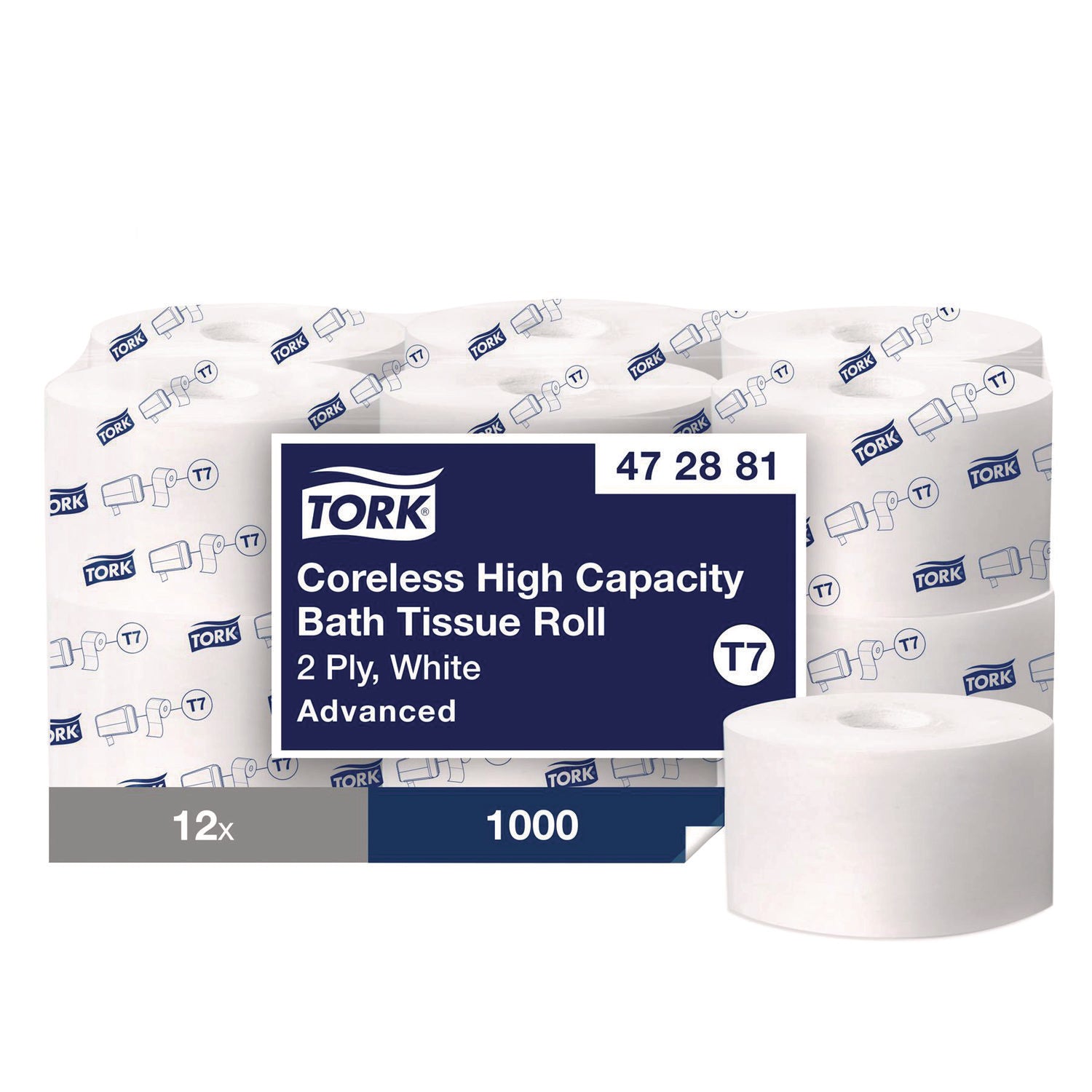 Tork® Advanced Coreless High Capacity Bath Tissue, 2-Ply, White, 1,000 Sheets/Roll, 12 Rolls/Carton
