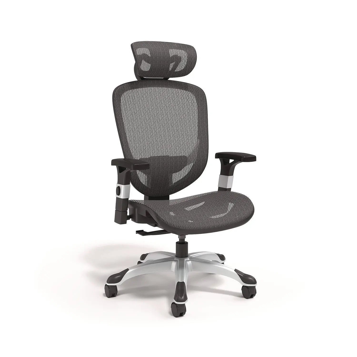 Minerva Ergonomic Mesh Swivel Task Chair, Supports Up to 275 lb, 17.24 to 20.98 Seat Height, Black Seat/Back, Black Base