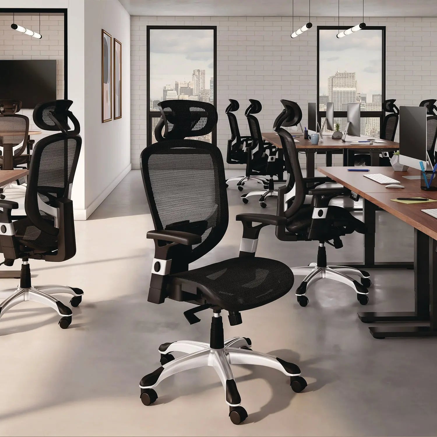 Minerva Ergonomic Mesh Swivel Task Chair, Supports Up to 275 lb, 17.24 to 20.98 Seat Height, Gray Seat, Gray Back, Black Base Alera® Flipcost