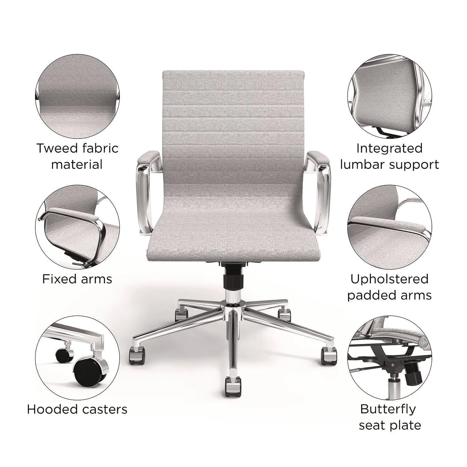 Siskin Fabric Managers Chair, Supports Up to 275 lb, 16.93 to 20.67 Seat Height, Gray Seat, Gray Back, Chrome Base Alera® Flipcost