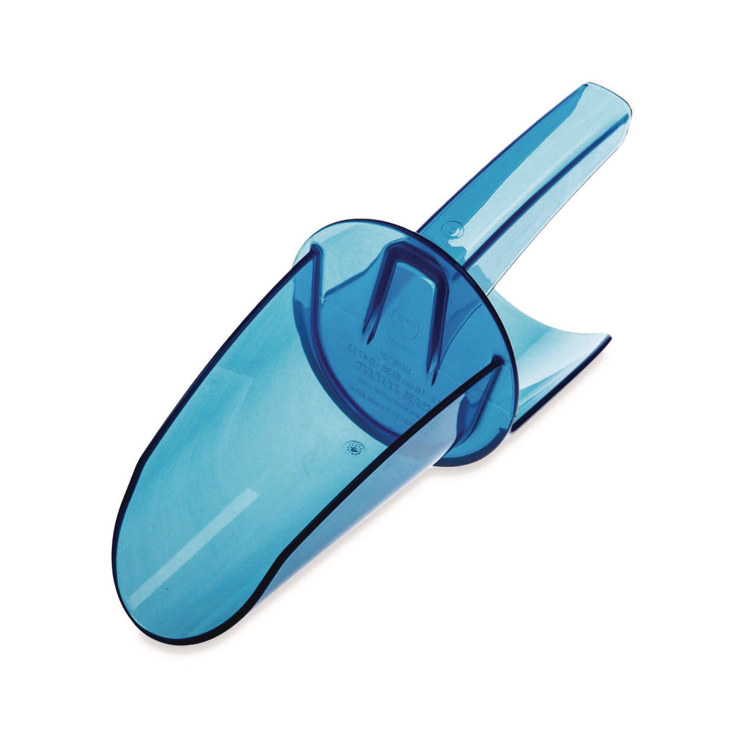 San Jamar® Saf-T-Scoop and Guardian System for Ice Machines, 12 oz to 16 oz Ice Scoop, Transparent Blue, 50/Carton