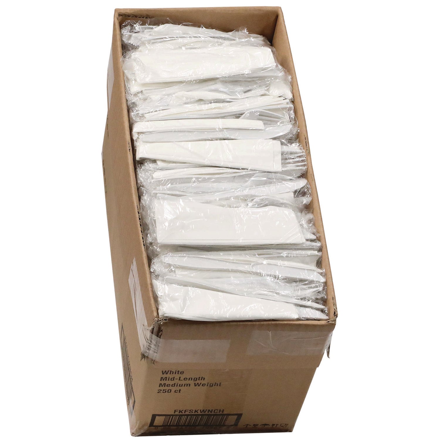 Pactiv Evergreen Fieldware Cutlery Kit, Individually Wrapped, Mediumweight, Fork/Knife/Napkin/Spoon, Plastic, White, 250/Carton