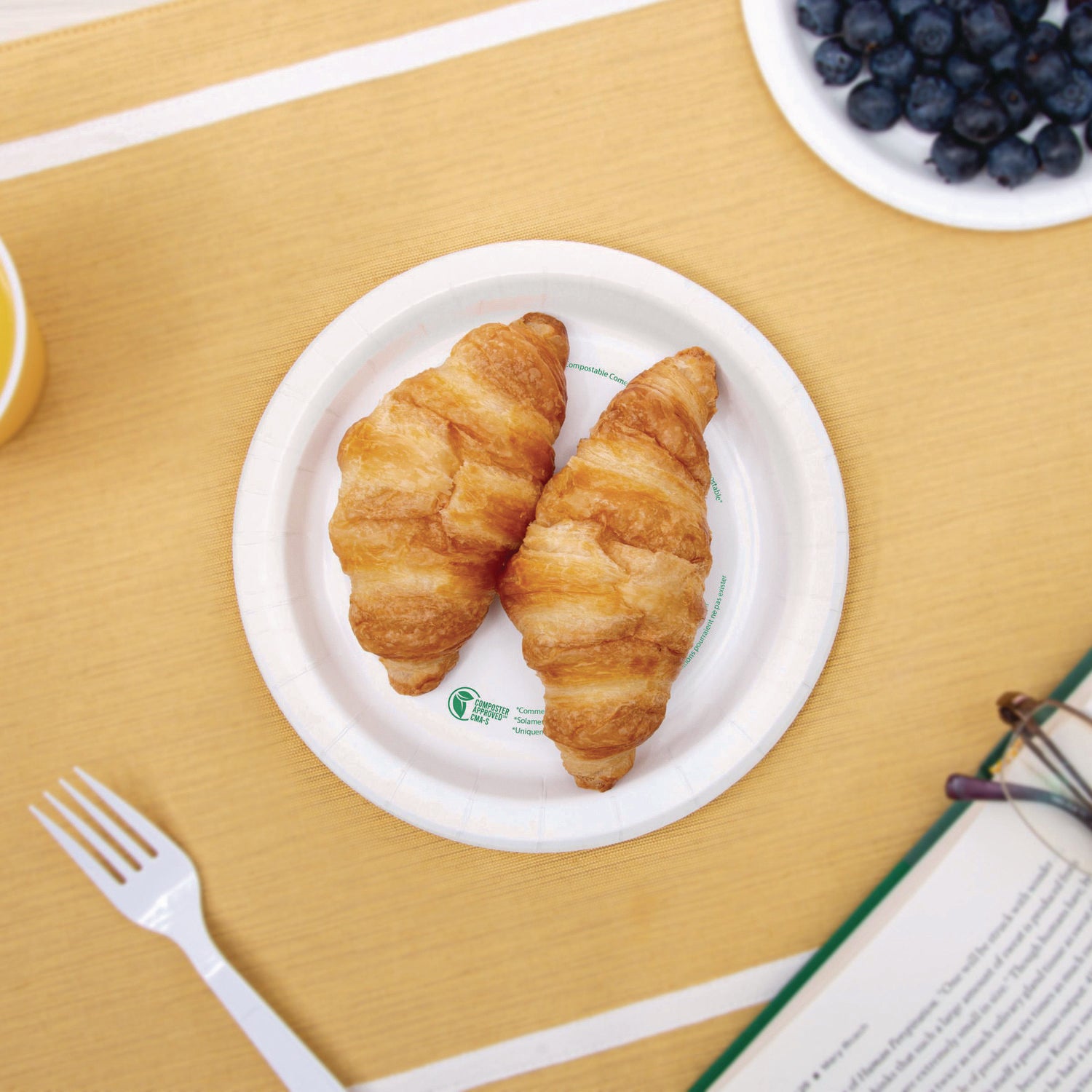 SOLO® Compostable Paper Dinnerware, ProPlanet Seal, Plate, 6" dia, White, 1,000/Carton