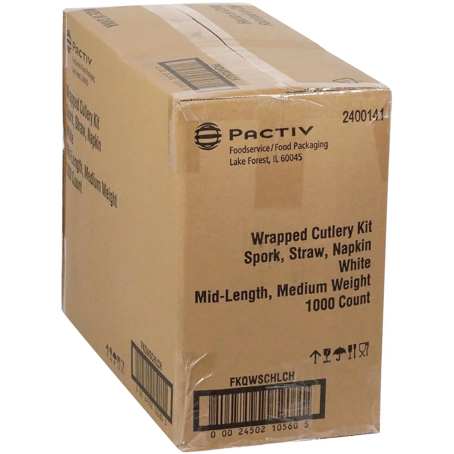 Fieldware Cutlery Kit, 5.5" Spork, 10 x 8 Napkin, Standard Straw, Mediumweight, White, 1,000/Carton Pactiv Evergreen Flipcost