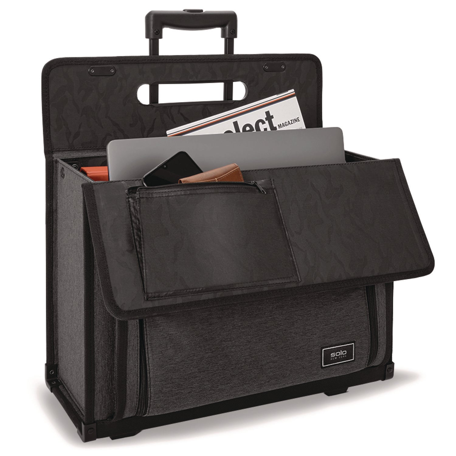Solo Classic Recycled Rolling Catalog Case, Fits Device Up to 17.3", 9.31 x 9.31 x 16.14, Gray/Black