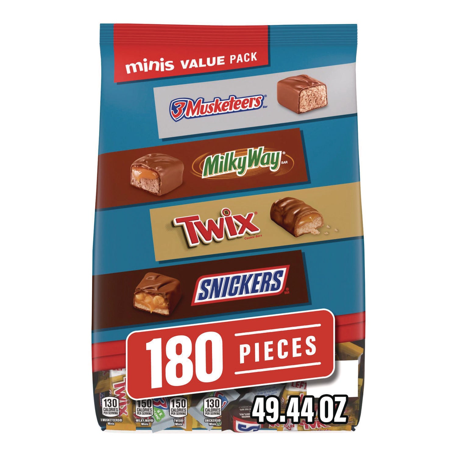 MARS Minis Variety Pack, Chocolate, 49.44 oz Bag, 180 Pieces