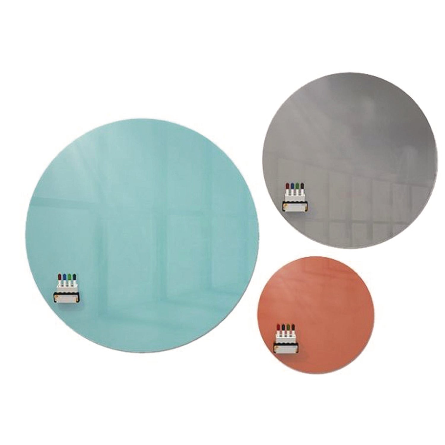 Ghent Coda Low Profile Circular Non-Magnetic Glassboard, 48 x 48, Smoke Surface