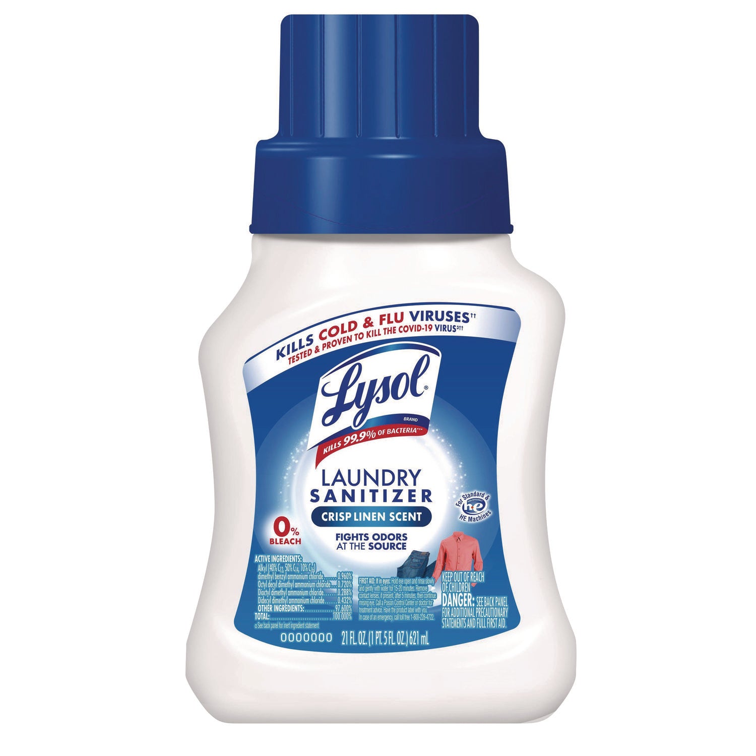 LYSOL® Brand Laundry Sanitizer, Crisp Linen Scent, 21 oz Bottle, 6/Carton