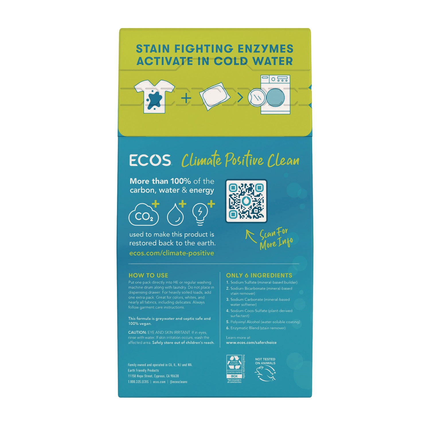 ECOS® Laundry Detergent Packs, Free and Clear, 40/Pack