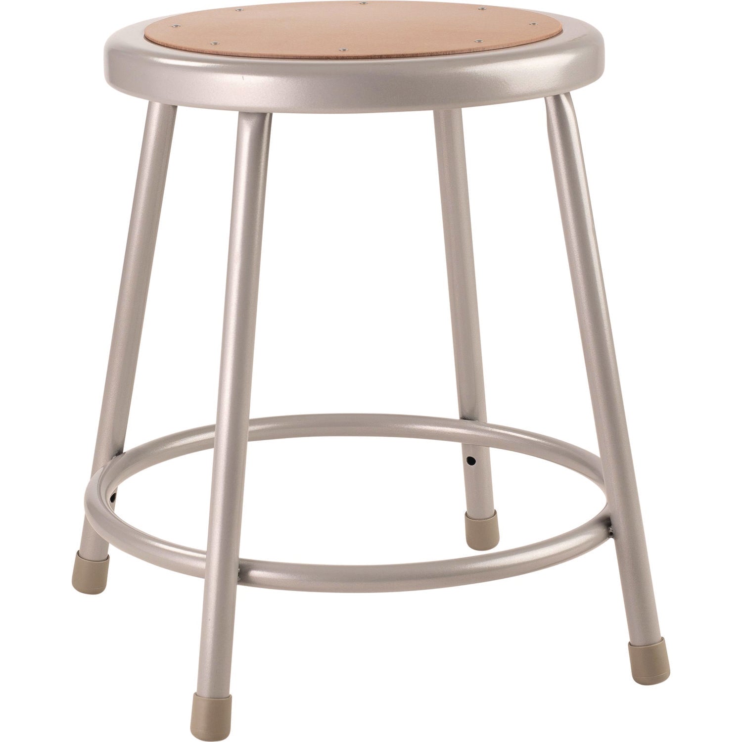 NPS® 6200 Series Heavy Duty Steel Stool, Backless, Supports Up to 500 lb, 18" Seat Height, Brown Seat, Gray Base