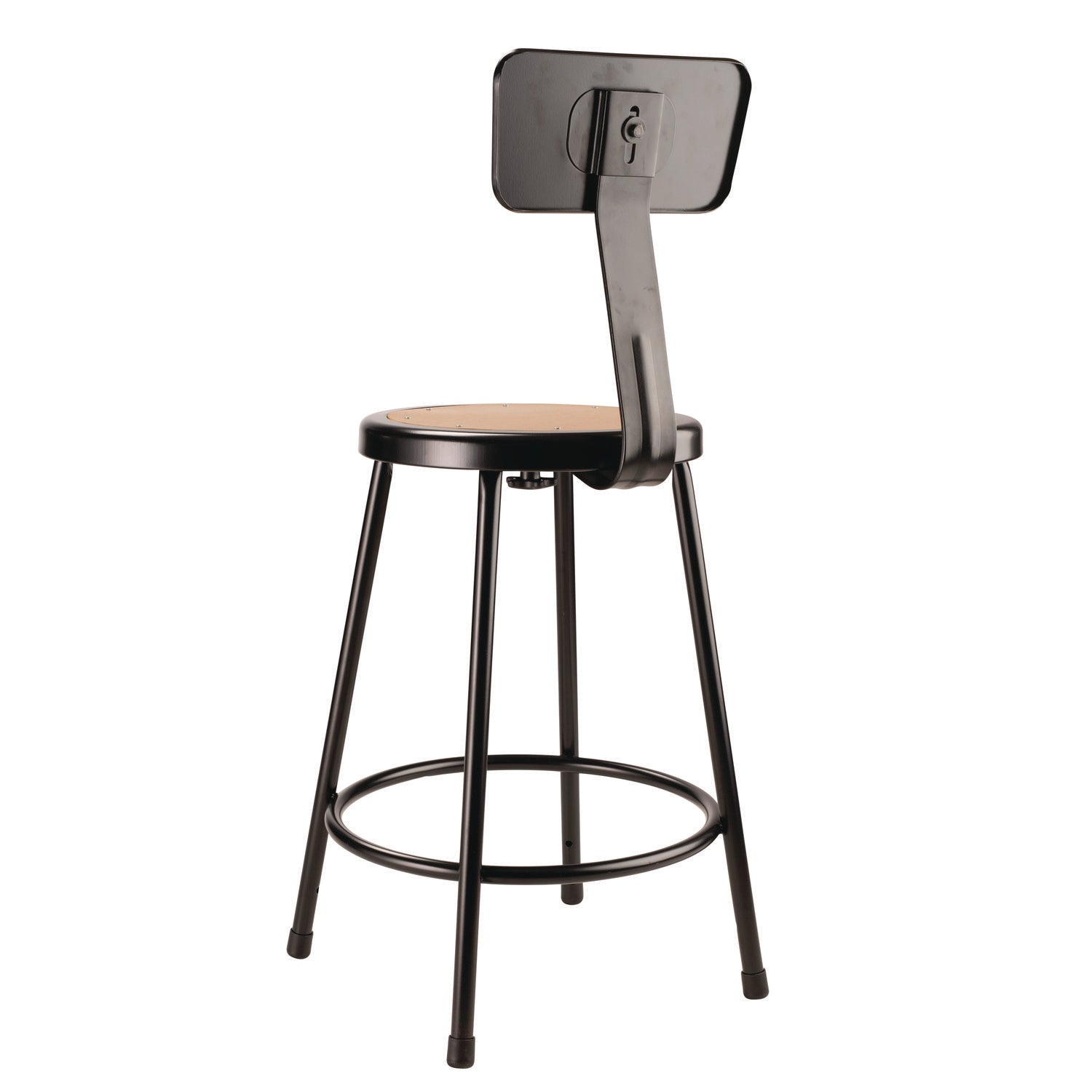 NPS® 6200 Series Heavy Duty Steel Stool With Backrest, Supports Up to 500 lb, 24" Seat Height, Brown Seat, Black Back/Base