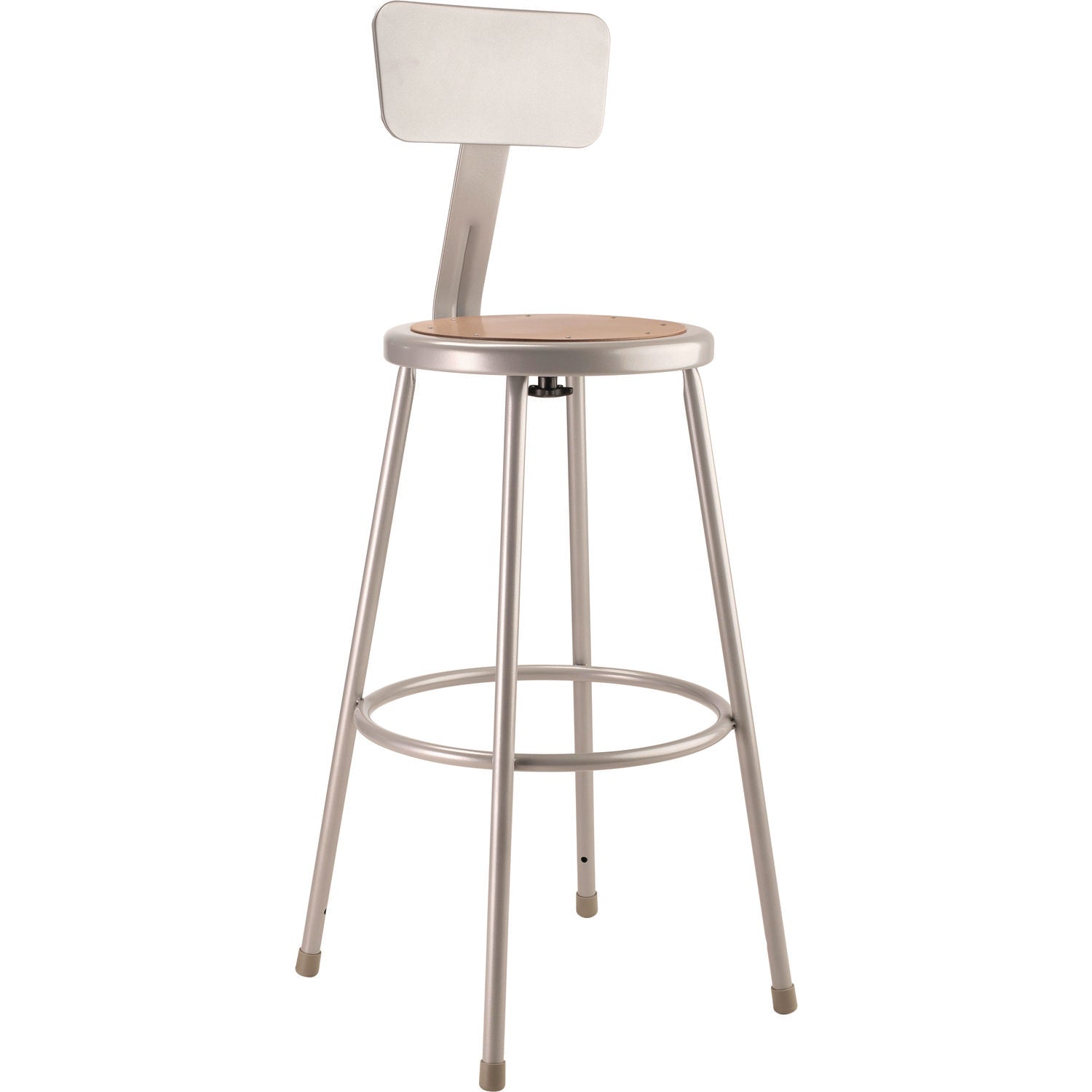 NPS® 6200 Series Heavy Duty Steel Stool With Backrest, Supports Up to 500 lb, 30" Seat Height, Brown Seat, Gray Back/Base