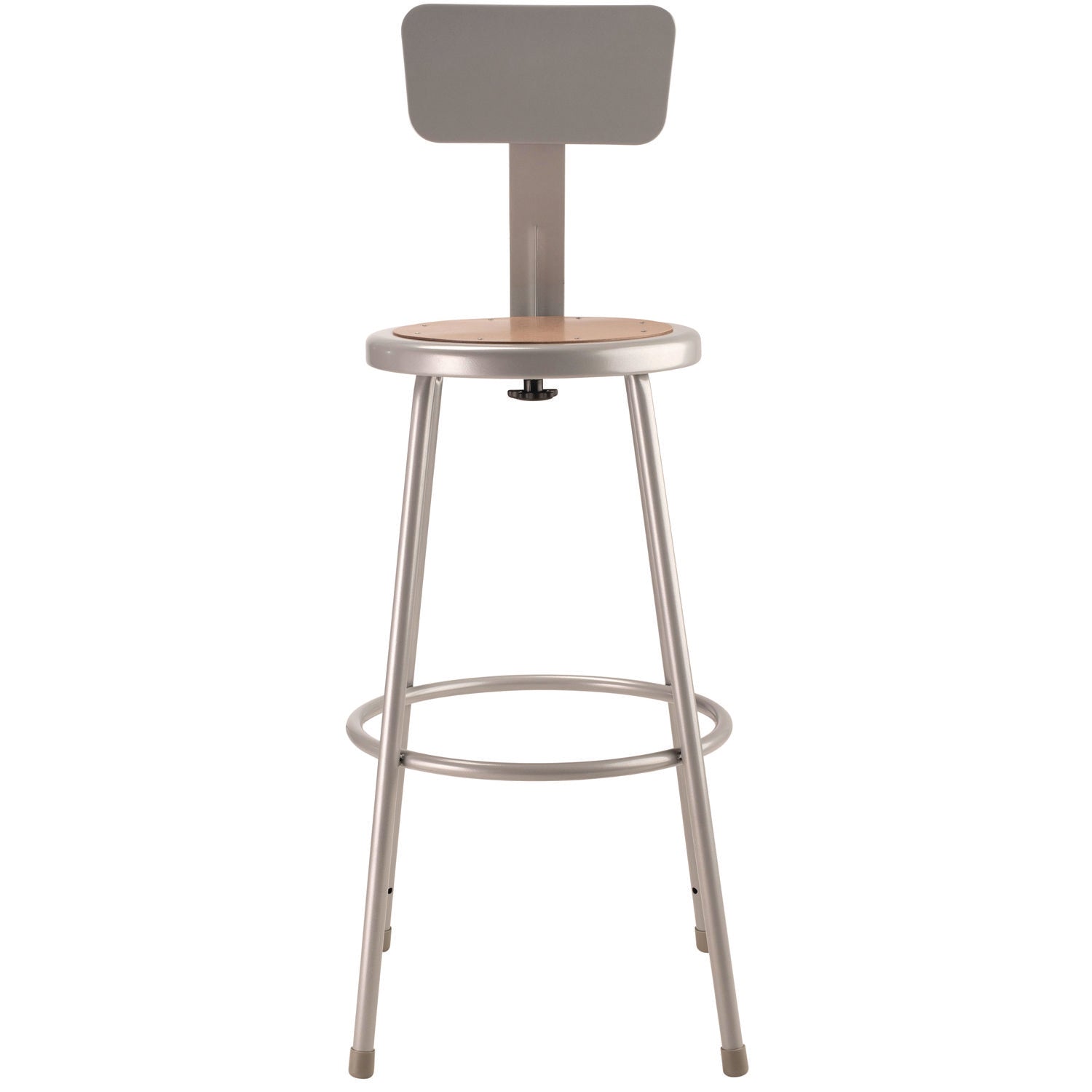 NPS® 6200 Series Heavy Duty Steel Stool With Backrest, Supports Up to 500 lb, 30" Seat Height, Brown Seat, Gray Back/Base