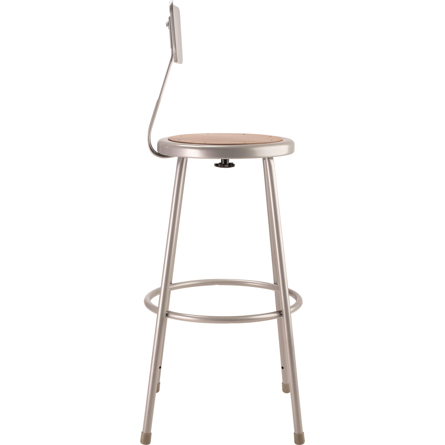 NPS® 6200 Series Heavy Duty Steel Stool With Backrest, Supports Up to 500 lb, 30" Seat Height, Brown Seat, Gray Back/Base