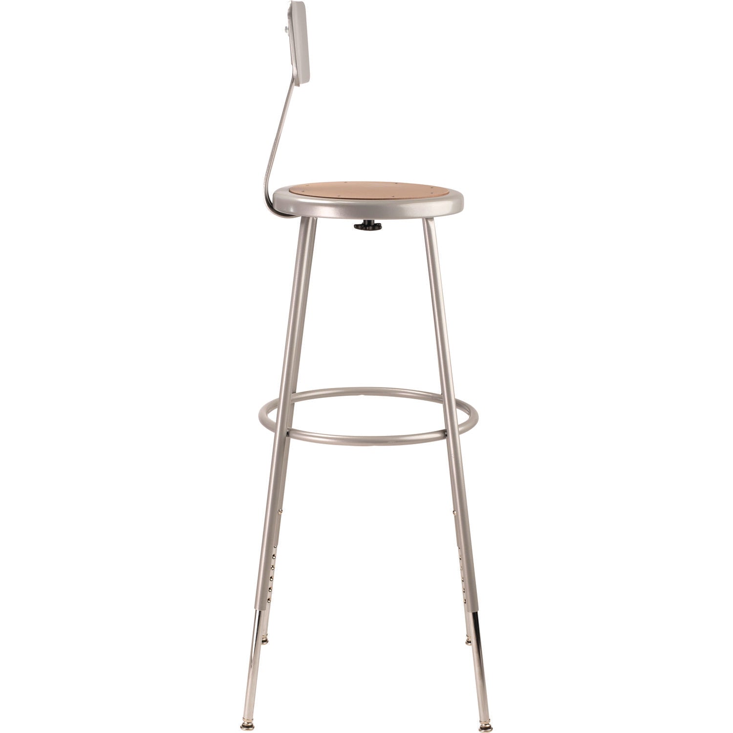 NPS® 6200 Series Height Adjustable Heavy Duty Steel Stool With Backrest, 32" to 39" Seat Height, Brown Seat, Gray Back/Base