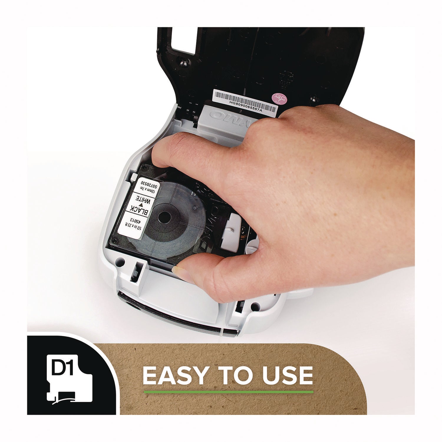 DYMO® D1 Standard Labels, 0.50" x 23 ft, Black Print on Clear Tape