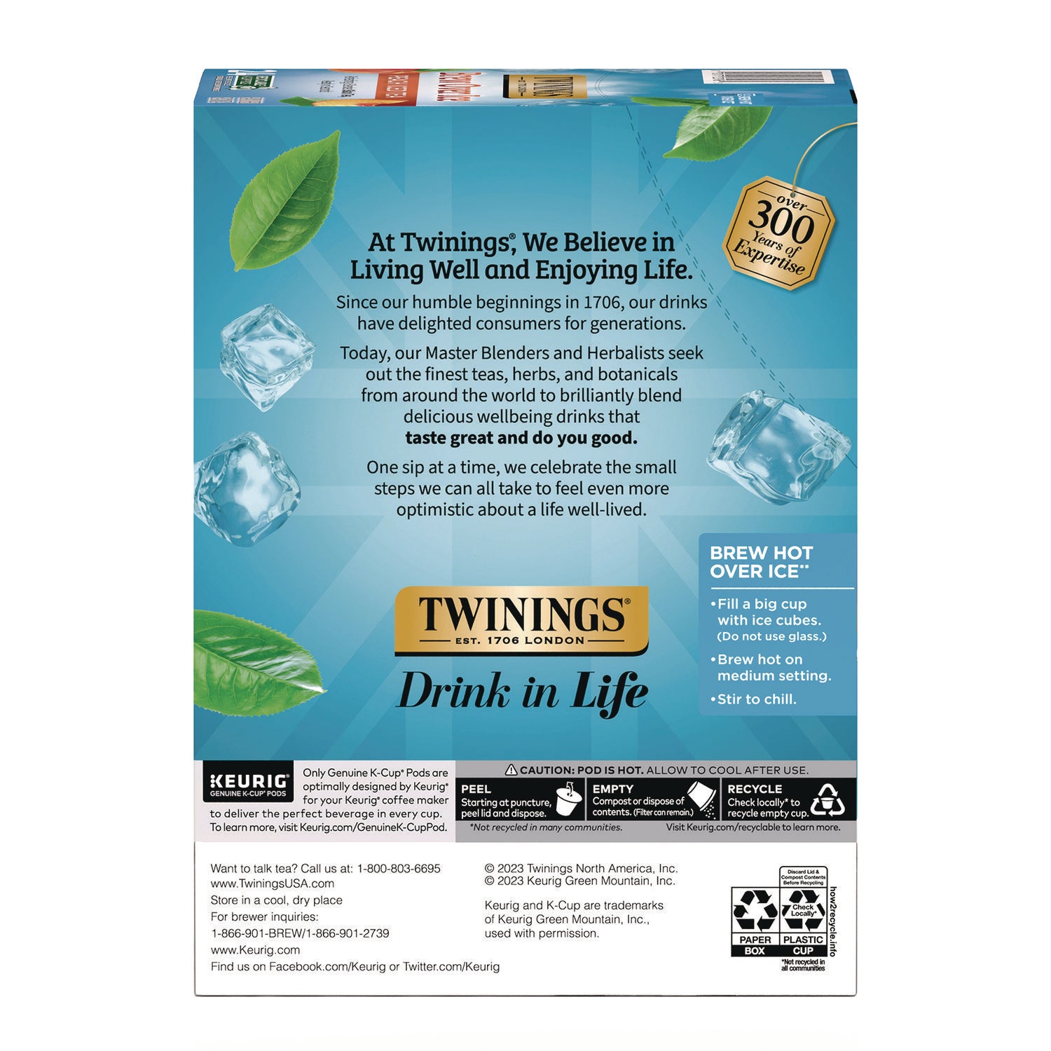 TWININGS® Brew Over Ice K-Cups, Peach, 24/Box