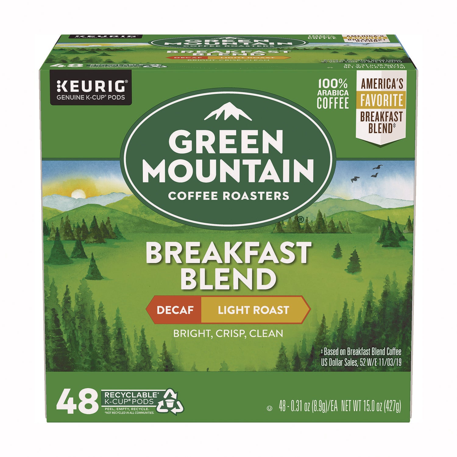 Green Mountain Coffee® Breakfast Blend Decaf Coffee K-Cups, 48/Box