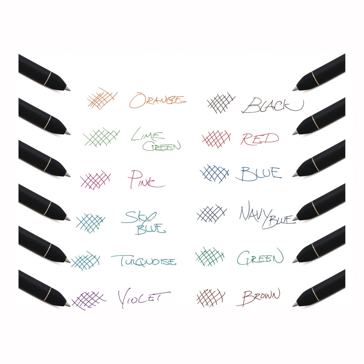 Pentel® EnerGel Kuro Gel Pen, Retractable, Medium 0.7 mm, Assorted Ink Colors, Black Barrel, 12/Pack